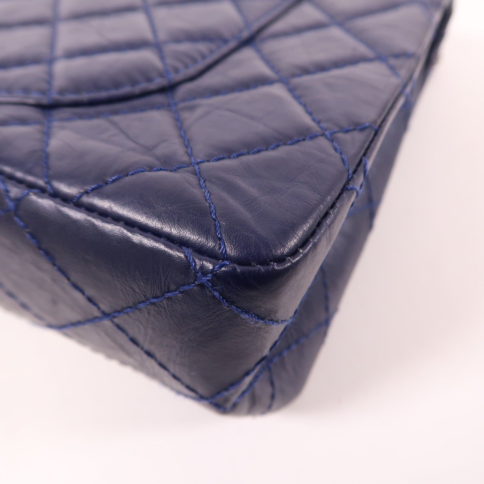 CHANEL CC SHW 2.55 Chain Shoulder Bag Calfskin Leather Navy