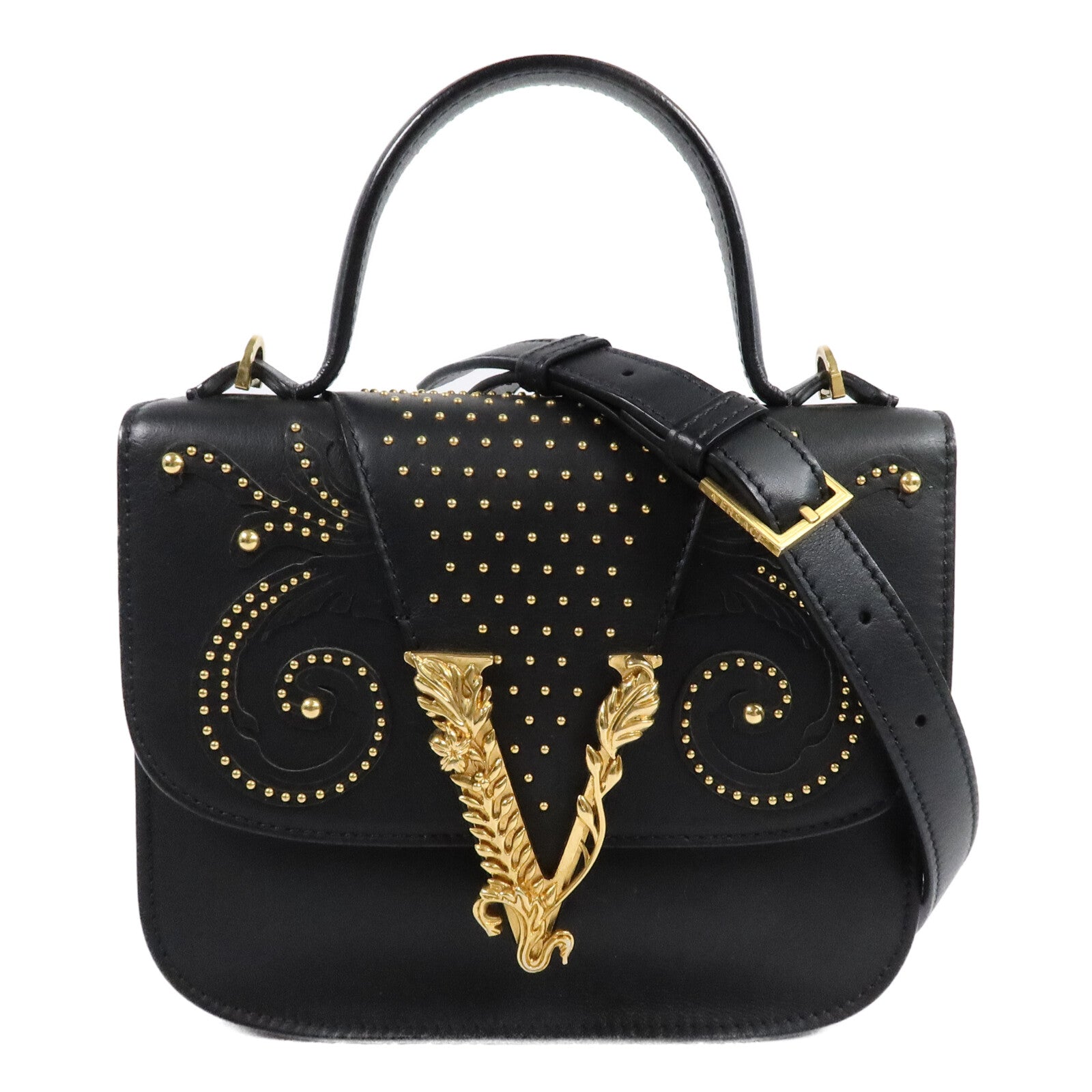 VERSACE 牛皮皮革Virtus手挽肩背兩用袋