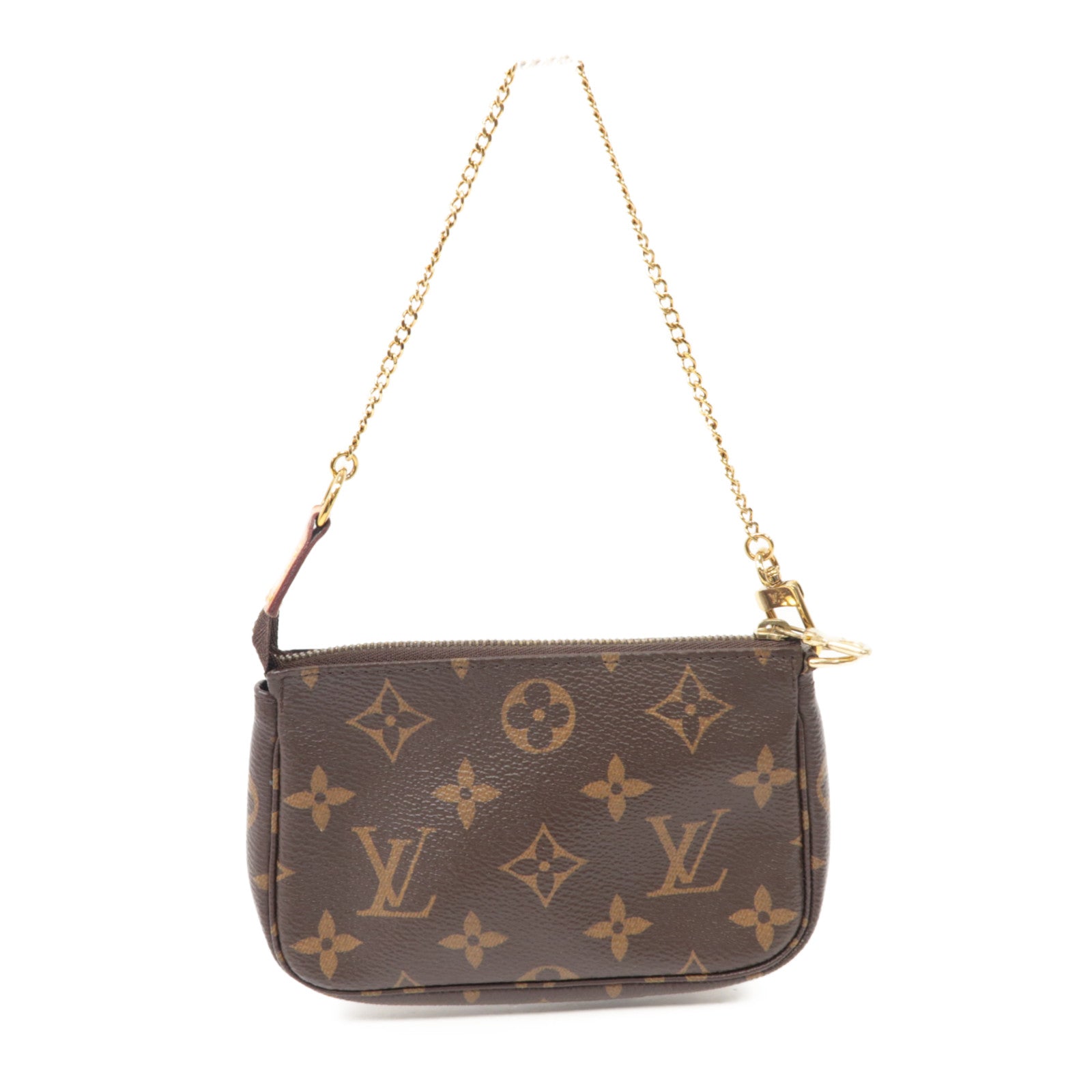 LOUIS VUITTON Monogram Mini Pochette Accessoires金扣手挽袋啡色