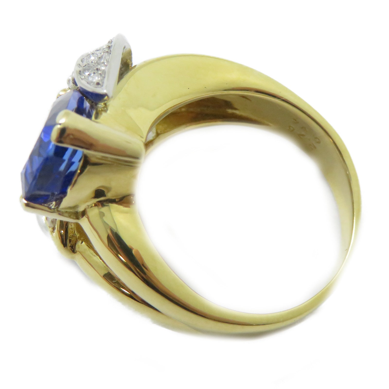 JEWELRY 【激減優惠】18K黃金/PT900鉑金Tanzanite Ring 2.76ct坦桑石/0.45ct鑽石戒指US#6