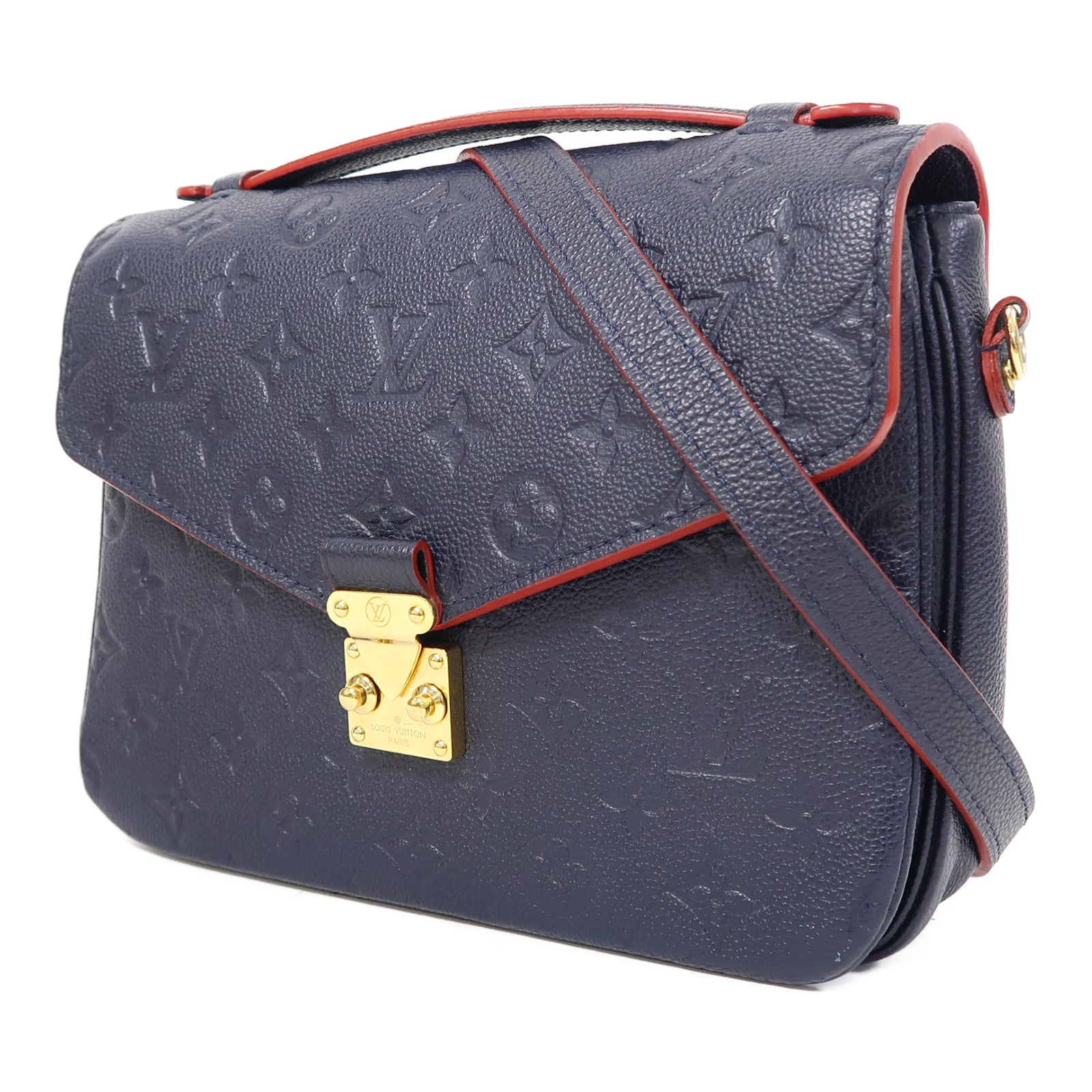 LOUIS VUITTON Monogram Empreinte Pochette Metis金扣手挽肩背兩用袋藍色
