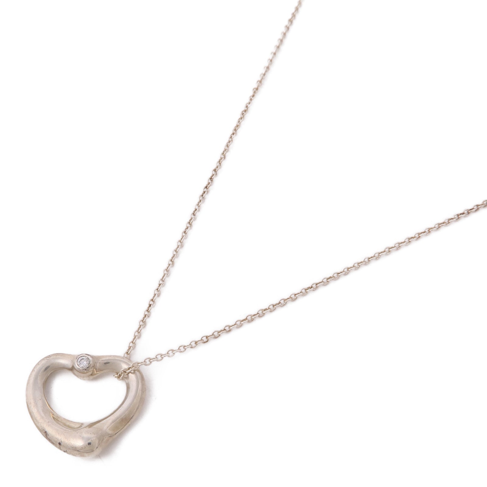 TIFFANY＆CO 925純銀Peretti Heart Necklace鑽石項鍊