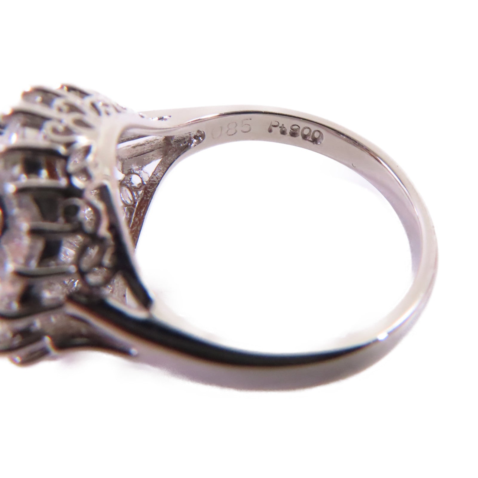 JEWELRY PT900鉑金/3.83ct貓眼石/0.85ct鑽石Cat's Eye Diamond Ring 戒指US#5