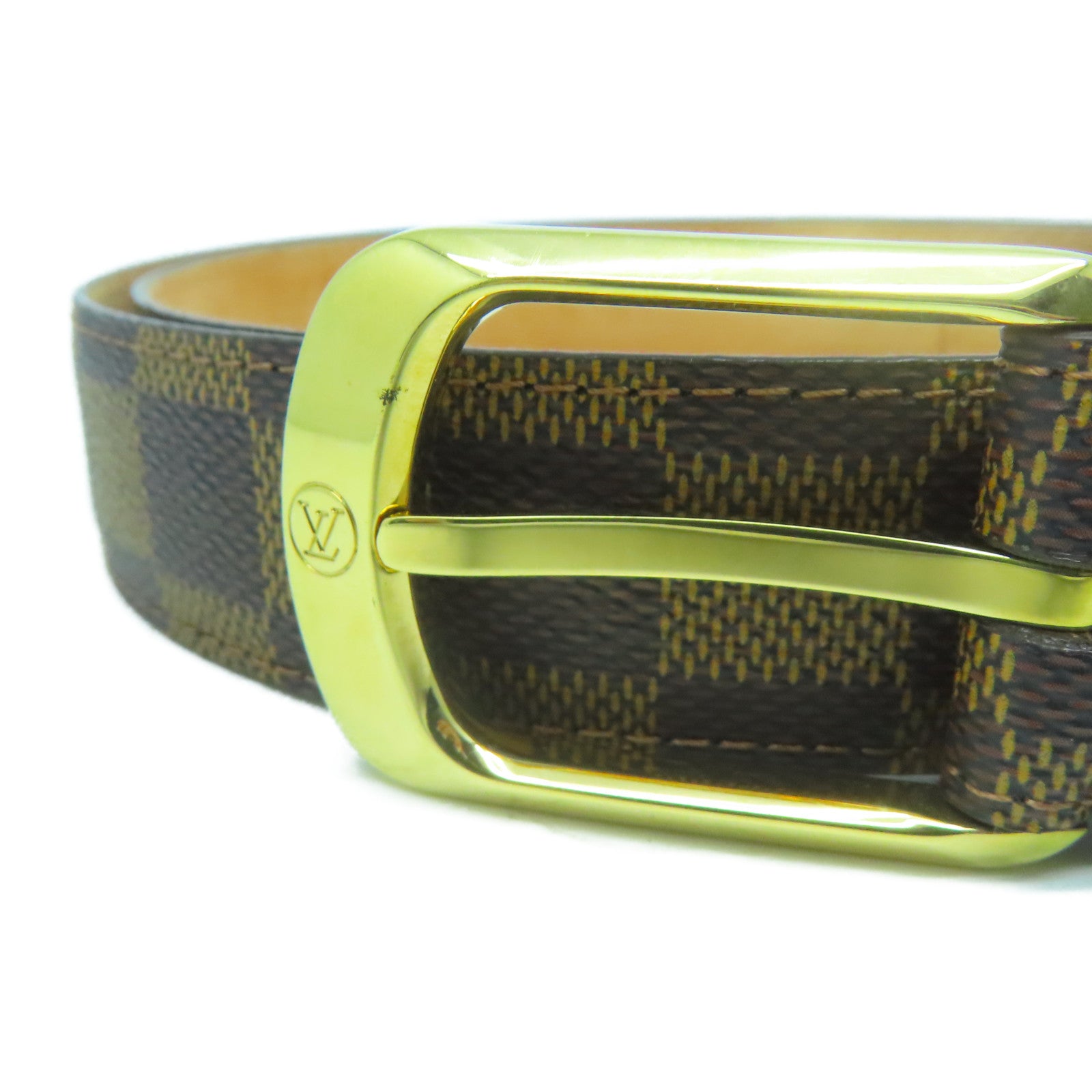 LOUIS VUITTON 【激減優惠】Damier Belt金扣皮帶啡色