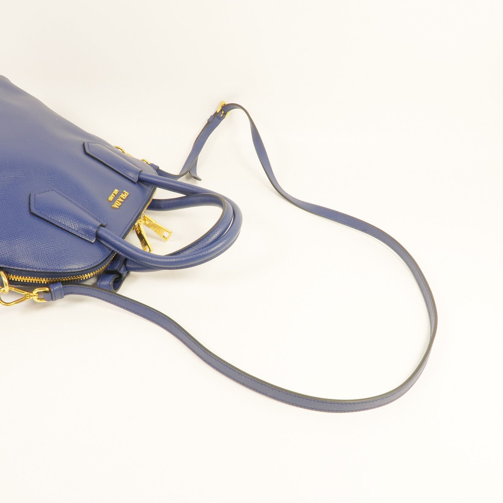 PRADA Saffiano皮革Lux Dome Bag金扣手挽肩背兩用袋