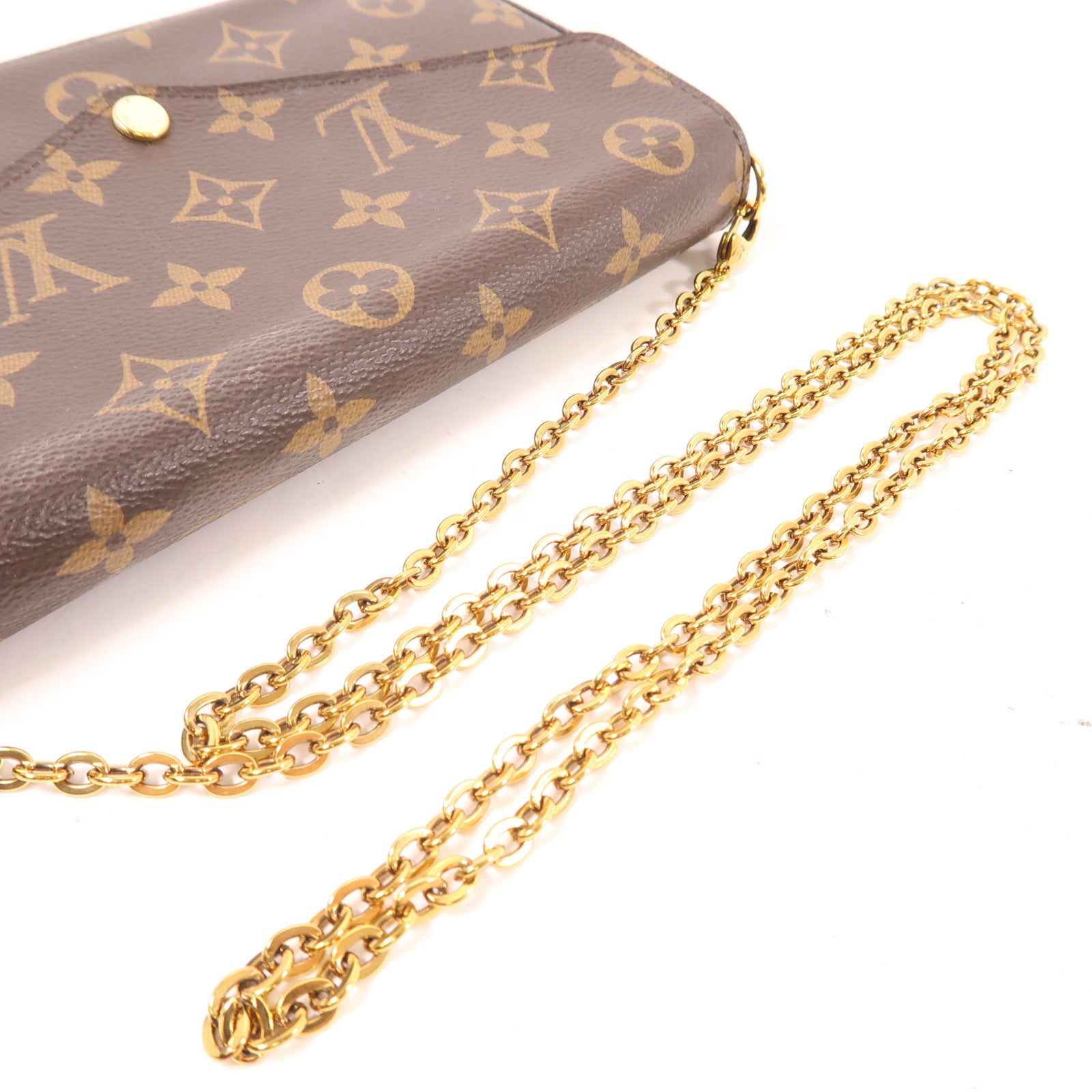 LOUIS VUITTON LV GHW Felicie Pochette Chain Shoulder Bag M61276 Monogram Brown