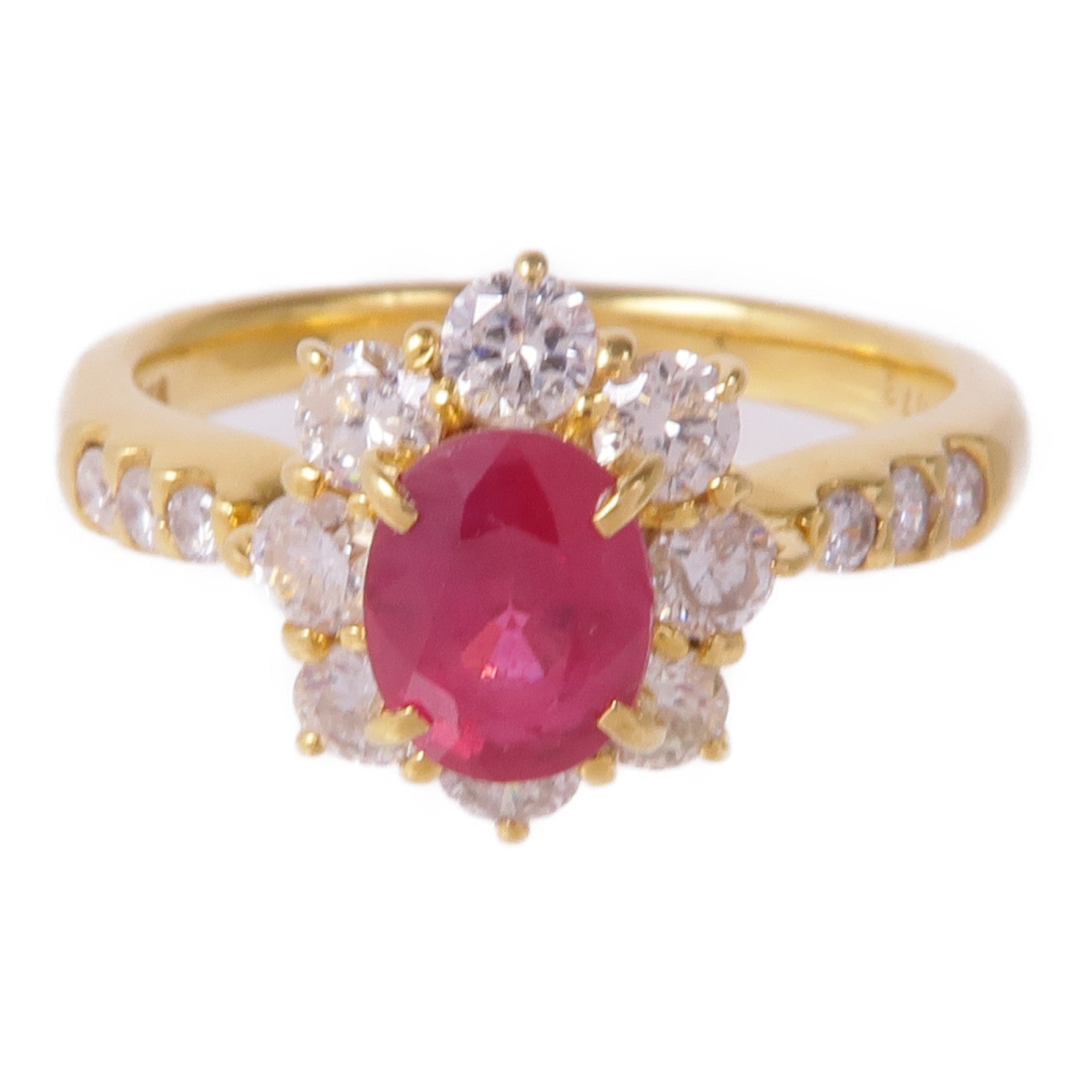 JEWELRY 18K黃金Ruby Diamond Ring紅寶石/鑽石戒指US#6.25