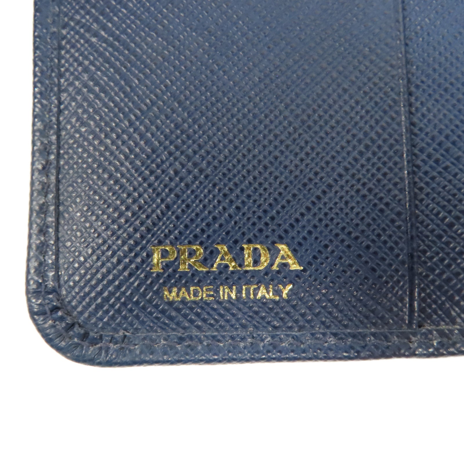 PRADA 【激減優惠】牛皮皮革Wallet金扣錢包藍色