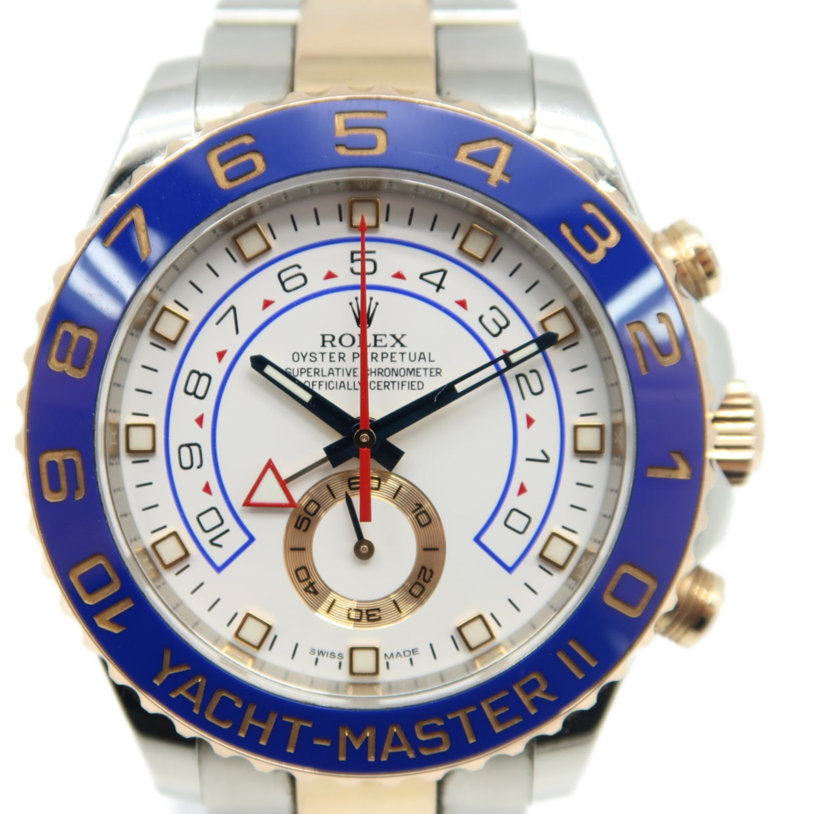 ROLEX 【激減優惠】18K玫瑰金Yacht Master II 44mm不鏽鋼手錶自動機芯白色/藍色