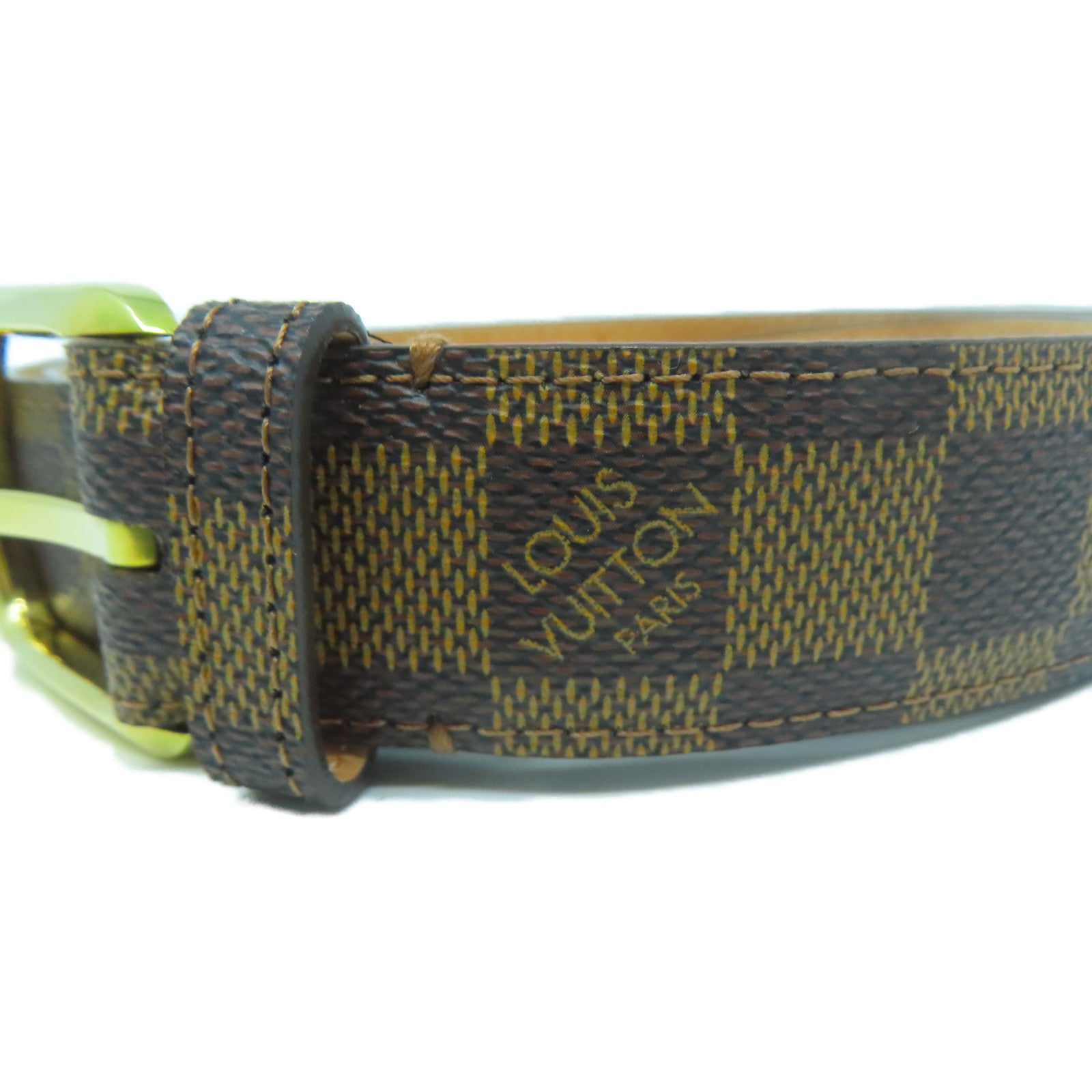 LOUIS VUITTON 【激減優惠】Damier Belt金扣皮帶啡色
