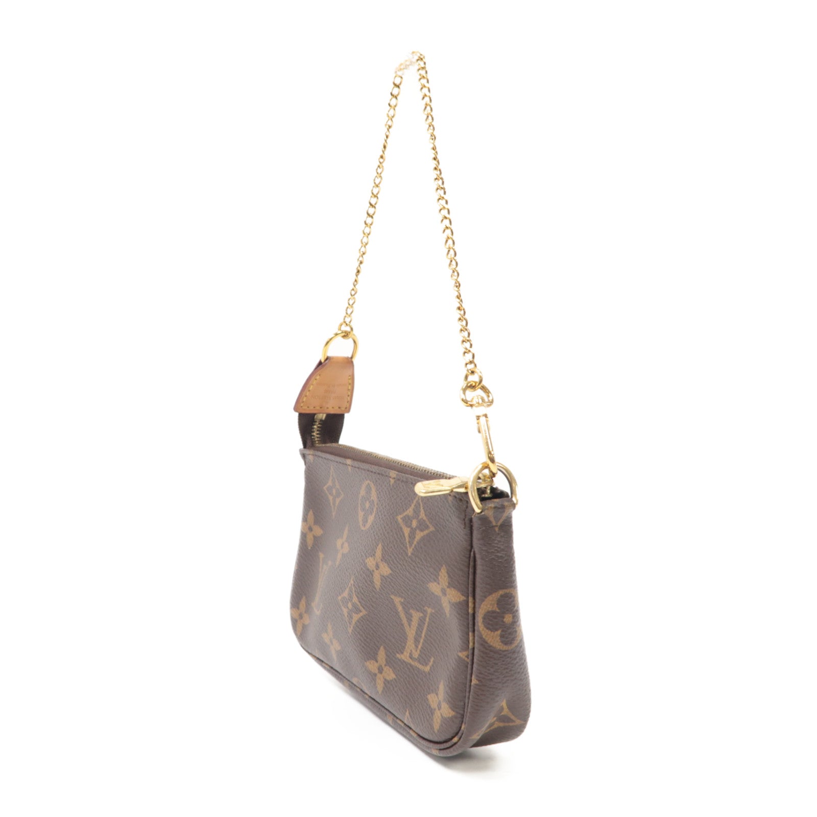 LOUIS VUITTON Monogram Mini Pochette Accessoires金扣手挽袋啡色