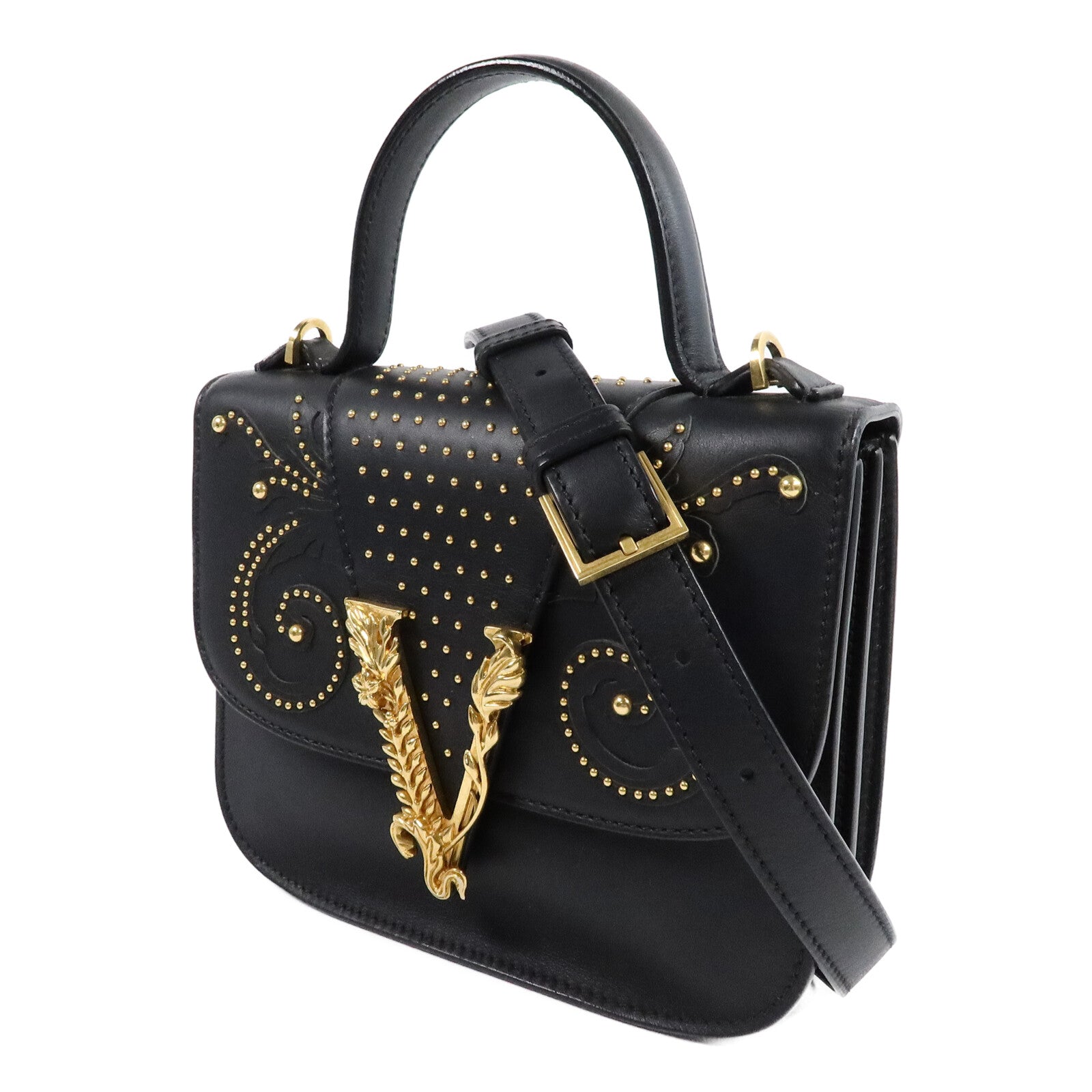 VERSACE 牛皮皮革Virtus手挽肩背兩用袋