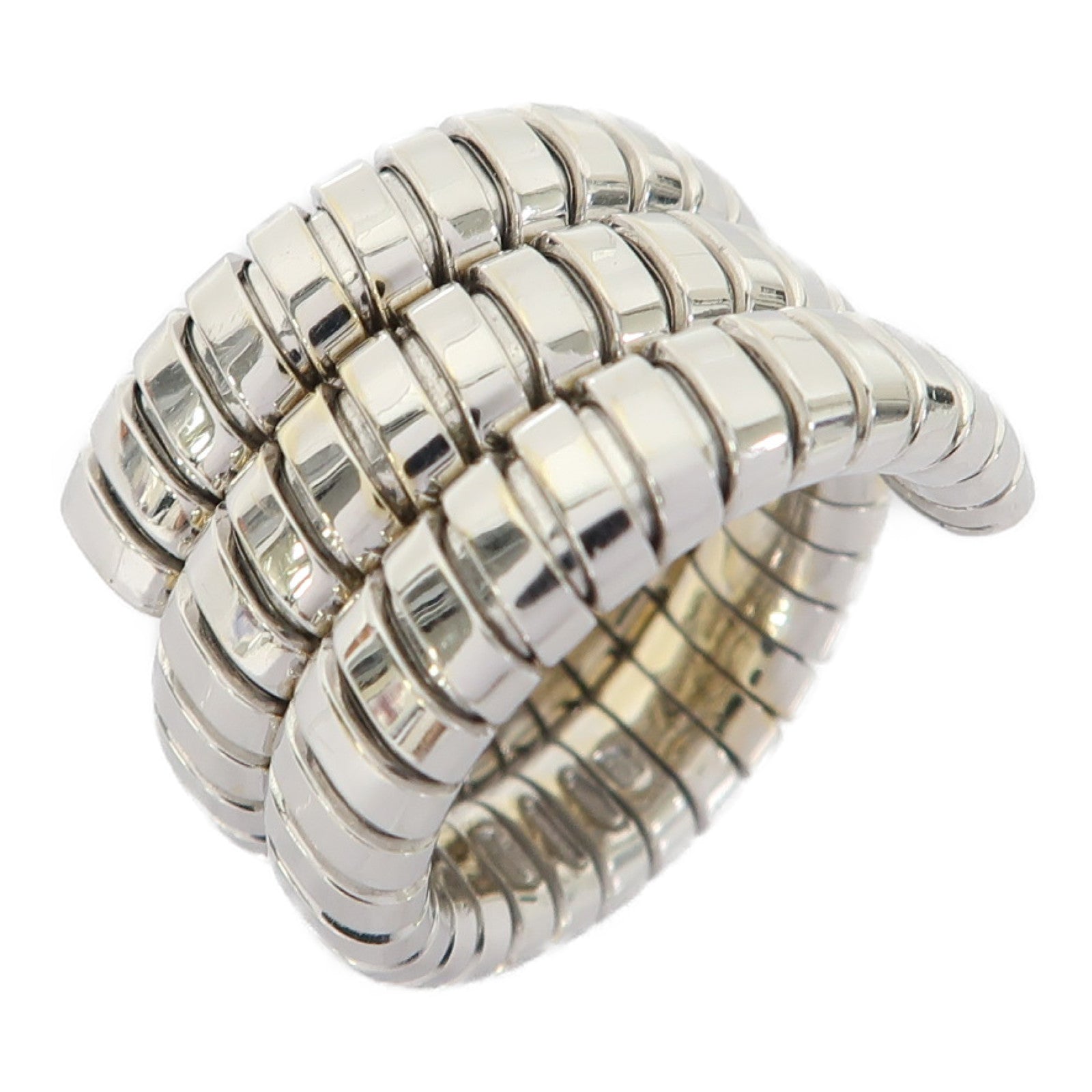 BVLGARI 18K白金Tubogas Ring戒指US#5.75