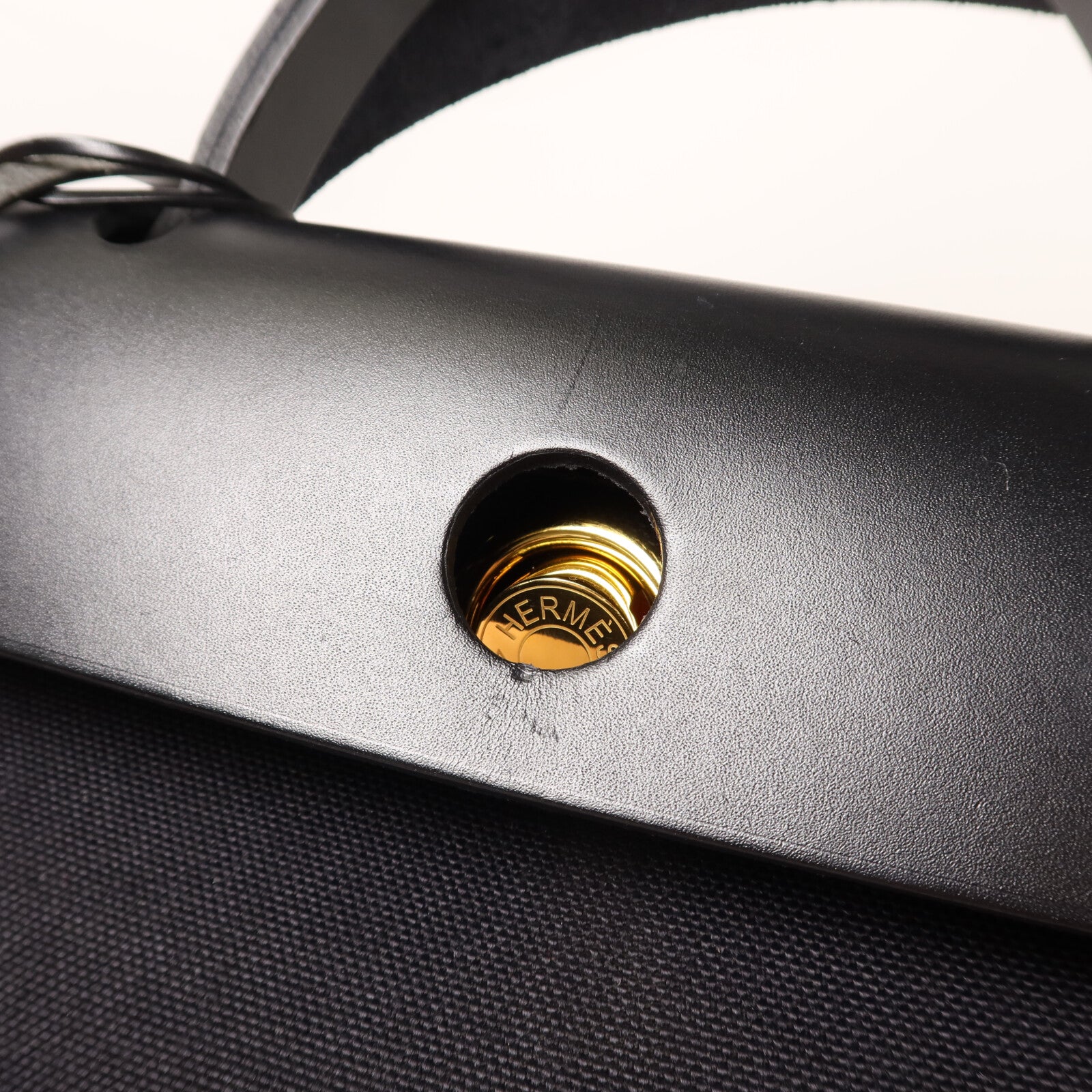 HERMES 帆布Herbag PM金扣手挽肩背兩用袋Noir