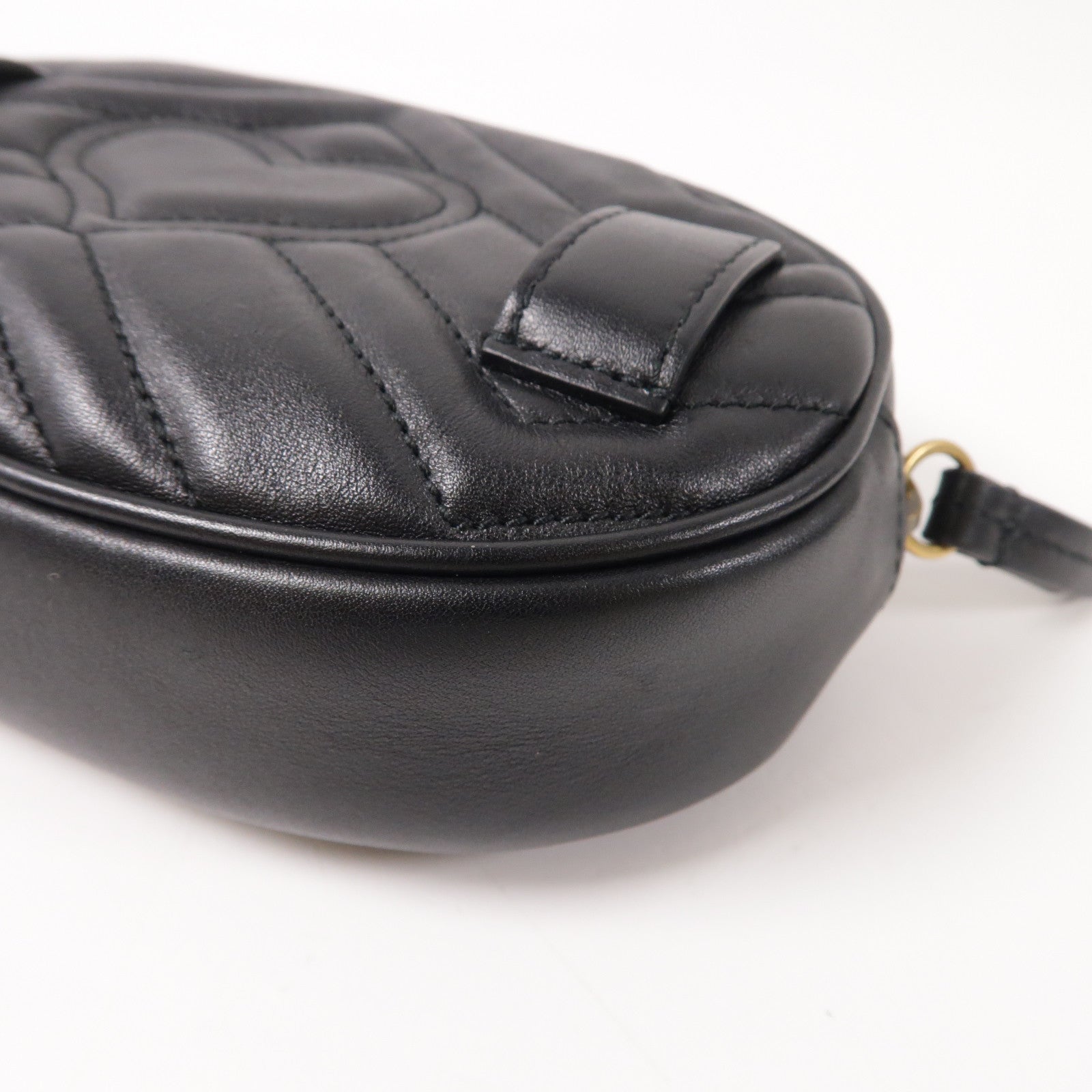 GUCCI 【激減優惠】牛皮皮革GG Marmont Belt Bag金扣腰包黑色