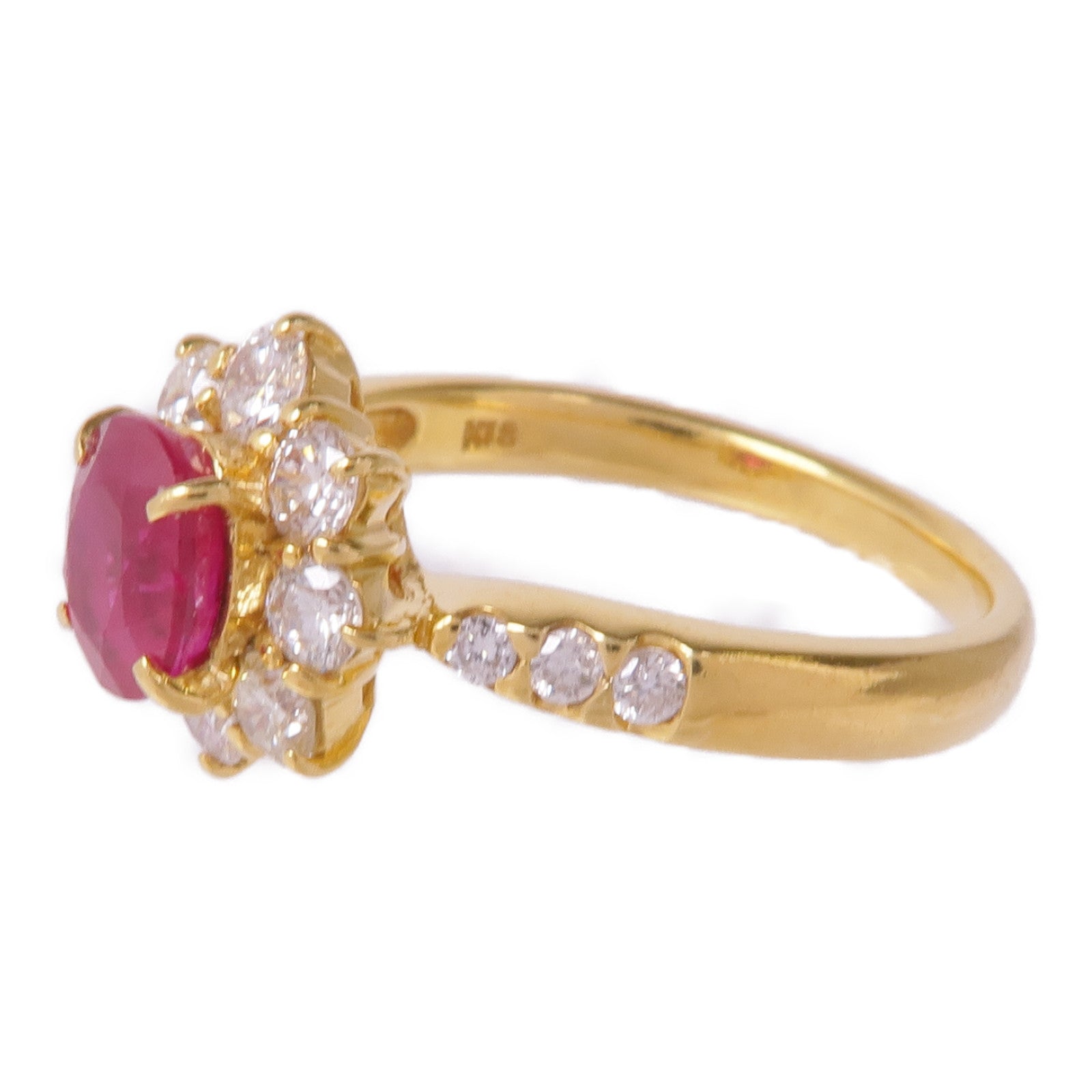 JEWELRY 18K黃金Ruby Diamond Ring紅寶石/鑽石戒指US#6.25