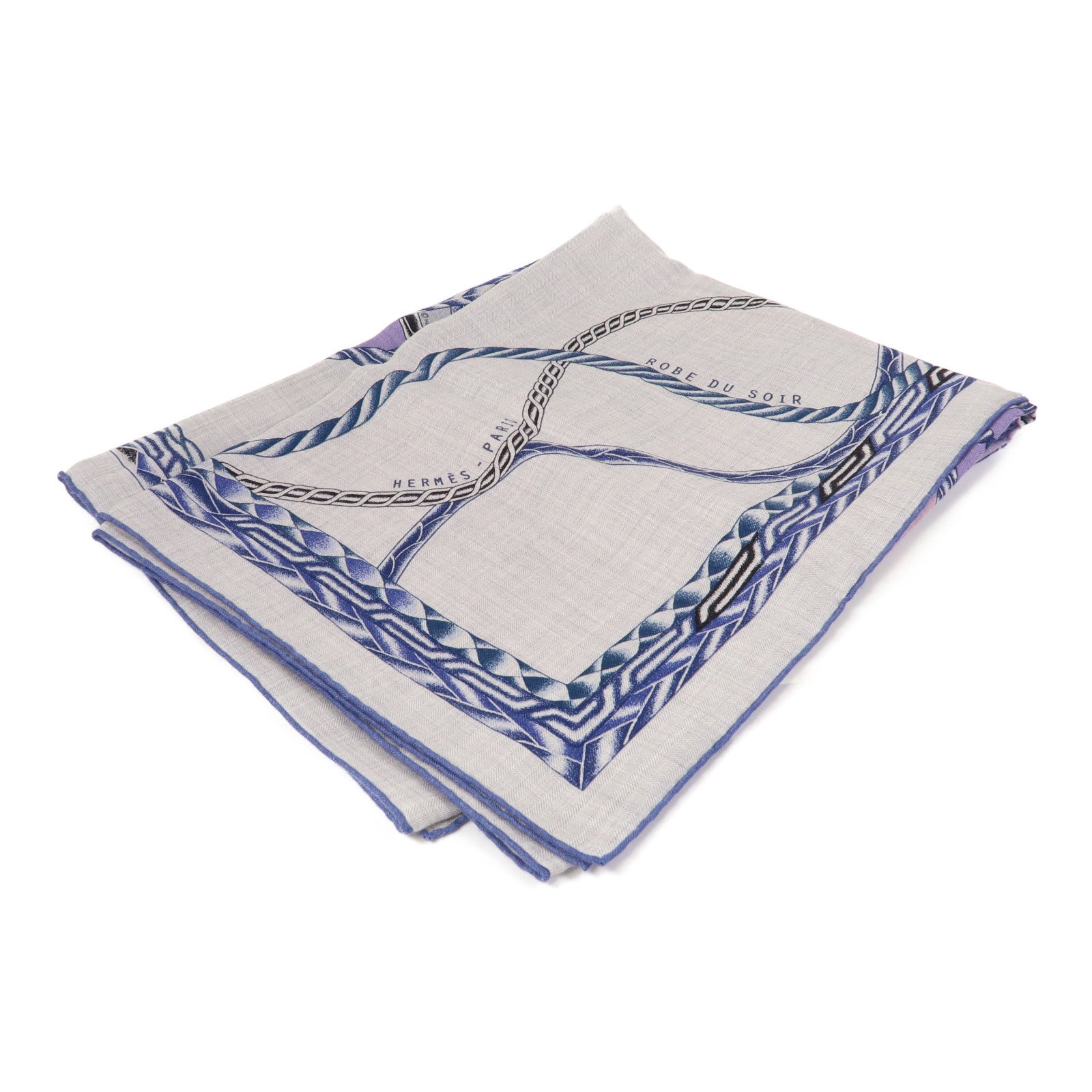HERMES 羊絨/絲質Scarf圍巾紫色/灰色/藍色