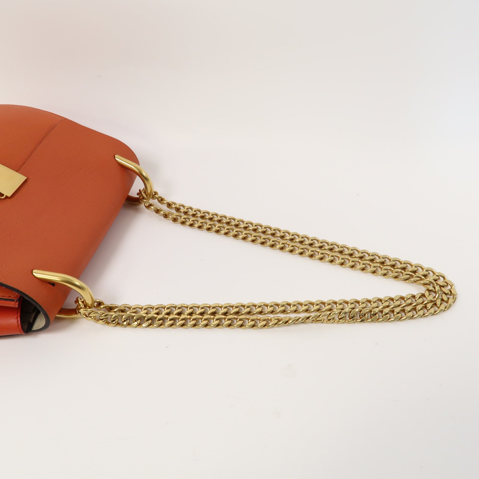 Chloe 【激減優惠】皮革Chain Shoulder金扣鏈帶肩背袋橙色
