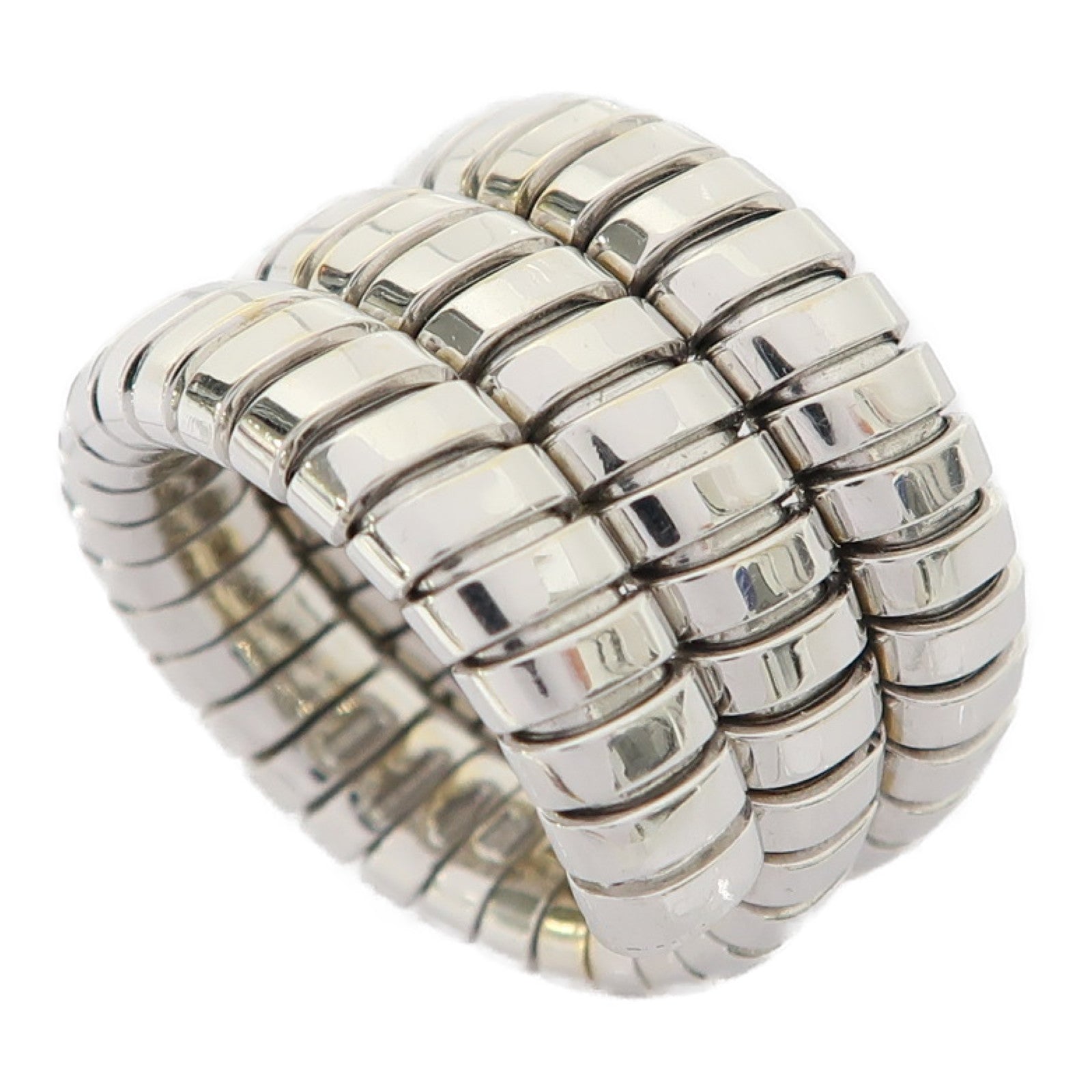 BVLGARI 18K白金Tubogas Ring戒指US#5.75