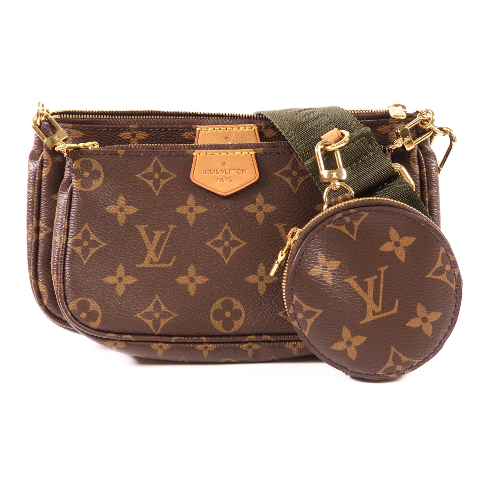 LOUIS VUITTON Monogram Multi Pochette Accessoires金扣鏈帶手挽肩背兩用袋