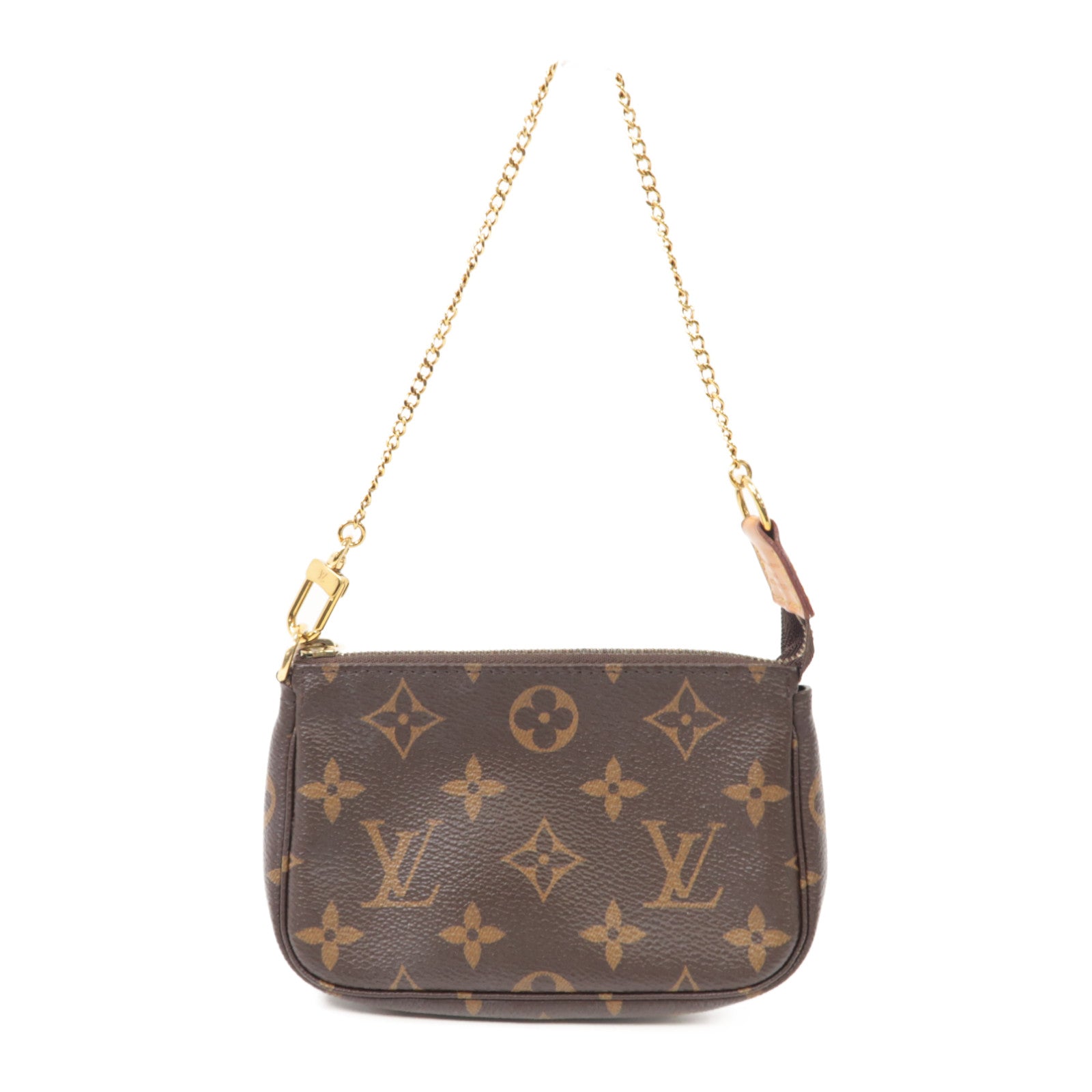 LOUIS VUITTON Monogram Mini Pochette Accessoires金扣手挽袋啡色