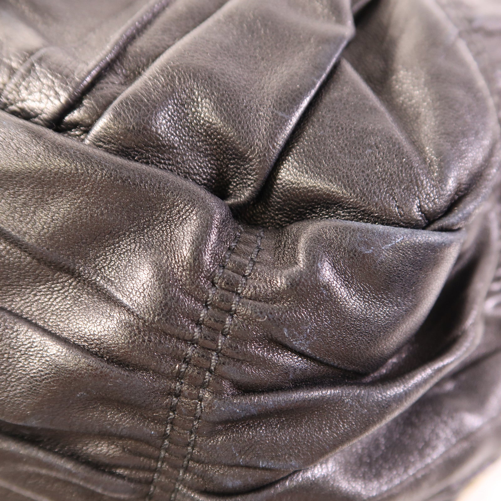 PRADA SHW Hand Bag Lambskin Leather Black