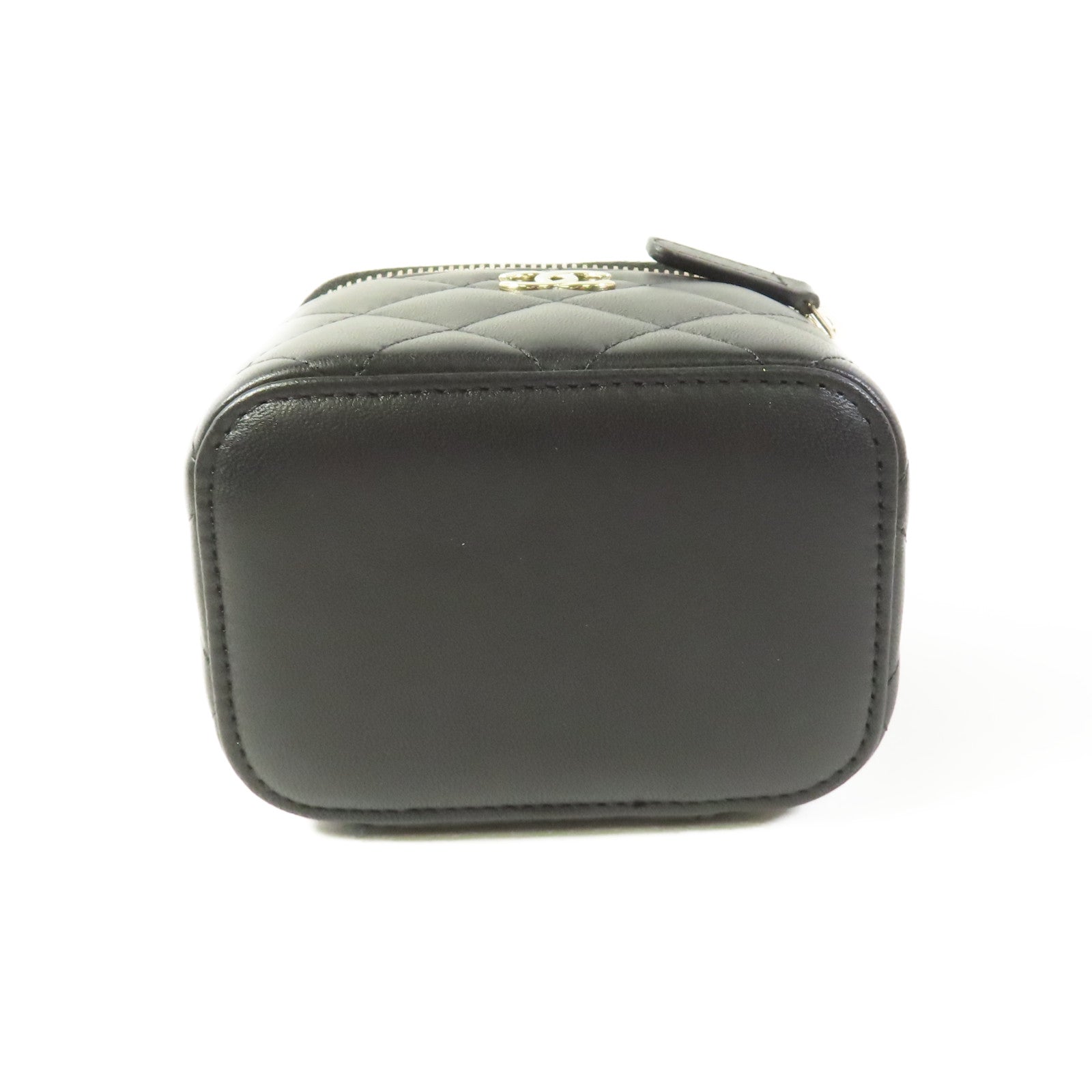 CHANEL CC GHW Mini Vanity Case Shoulder Bag Lambskin Leather Black