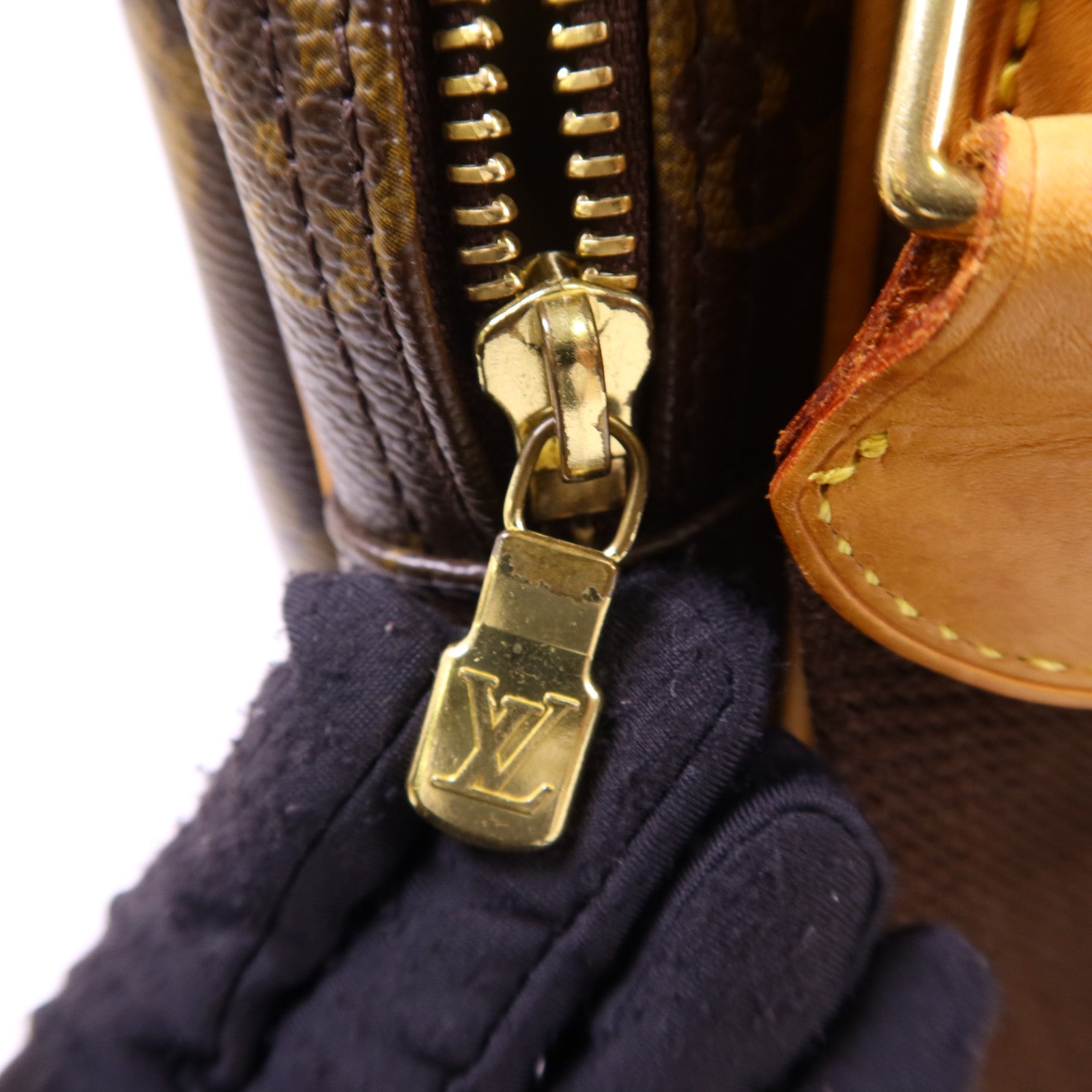 LOUIS VUITTON Monogram Reporter PM金扣肩背袋棕色