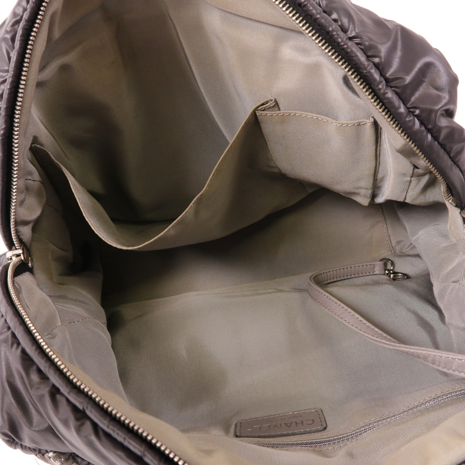 CHANEL 尼龍Chain Shoulder銀扣鏈帶肩背袋