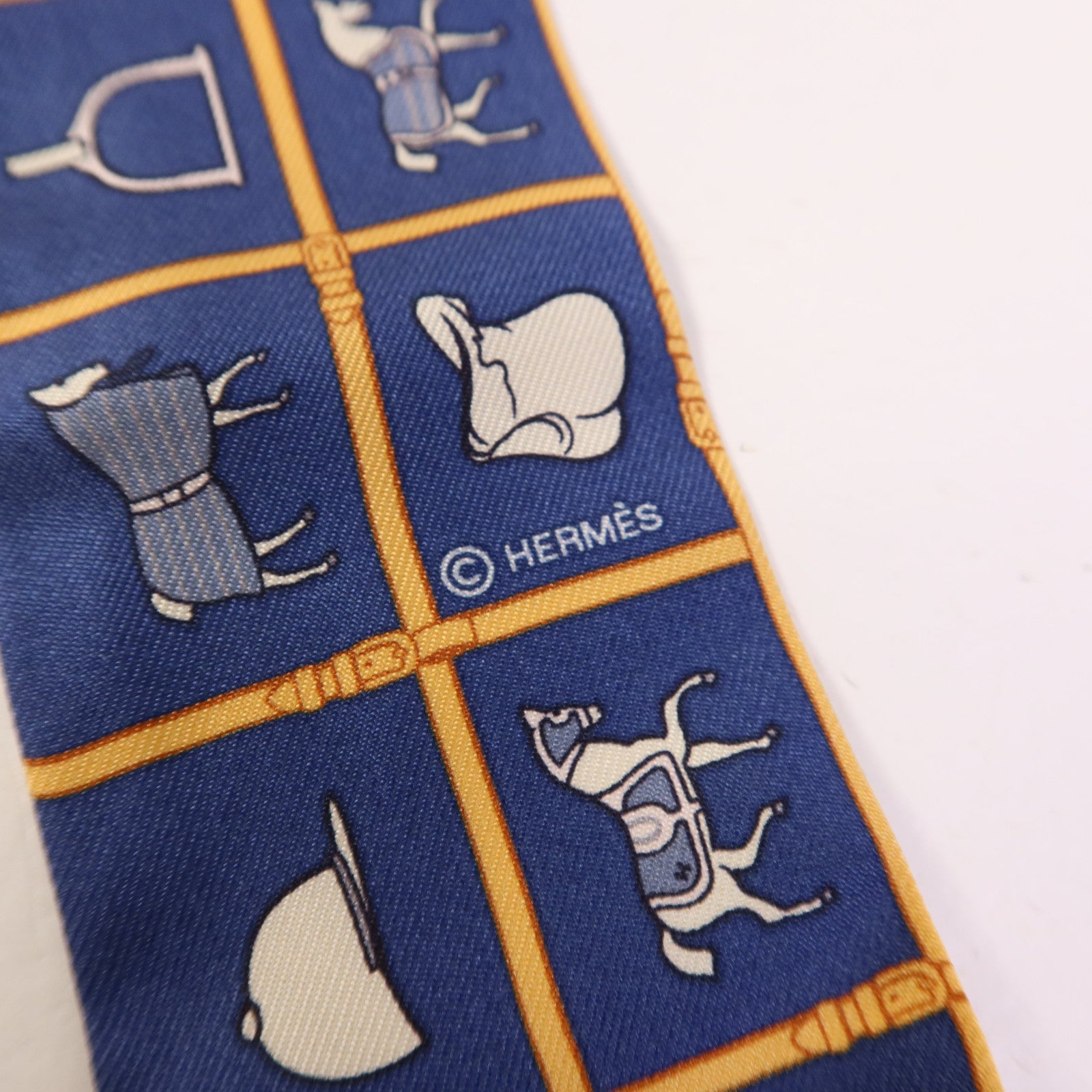 HERMES 絲質Twilly絲巾Blue