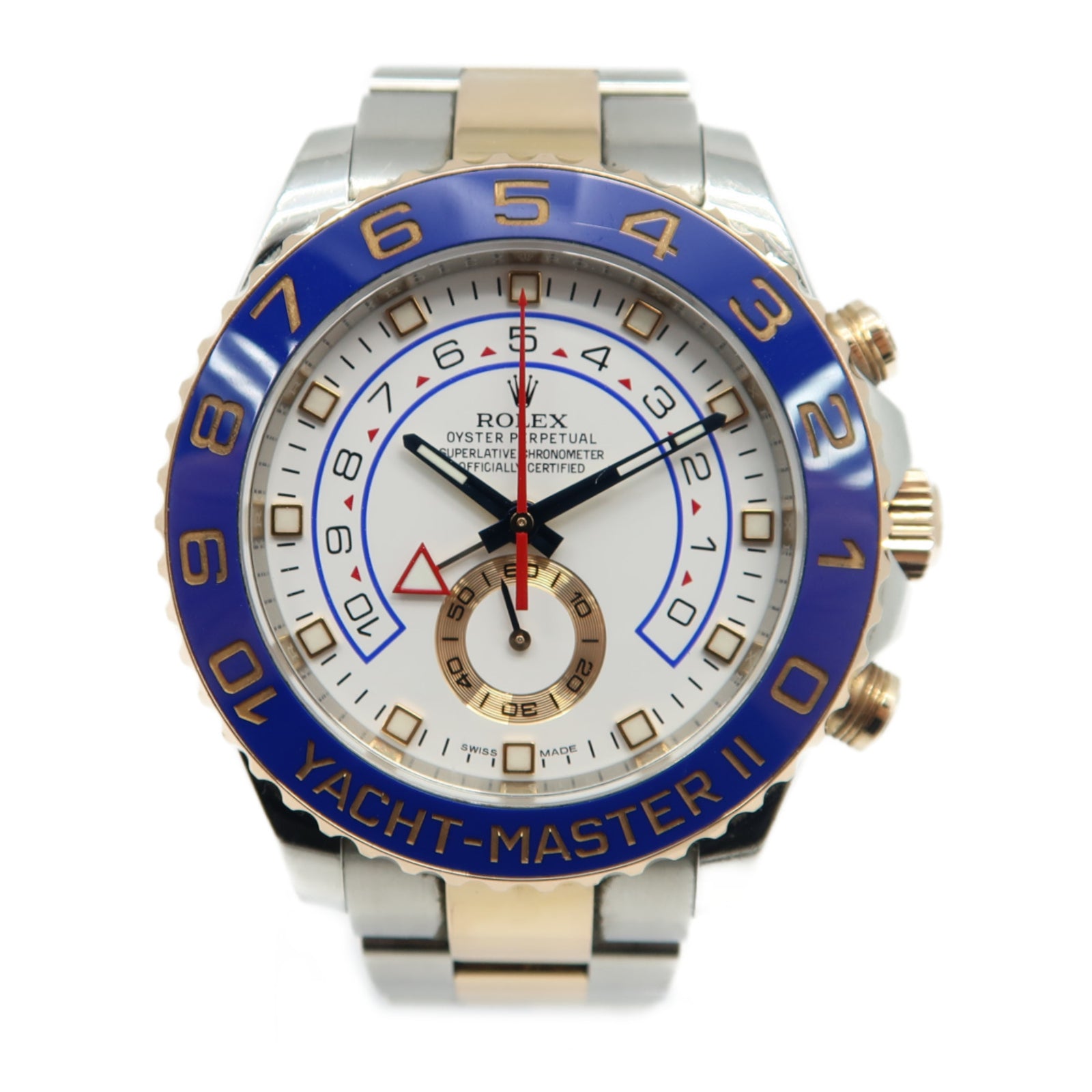 ROLEX 【激減優惠】18K玫瑰金Yacht Master II 44mm不鏽鋼手錶自動機芯白色/藍色