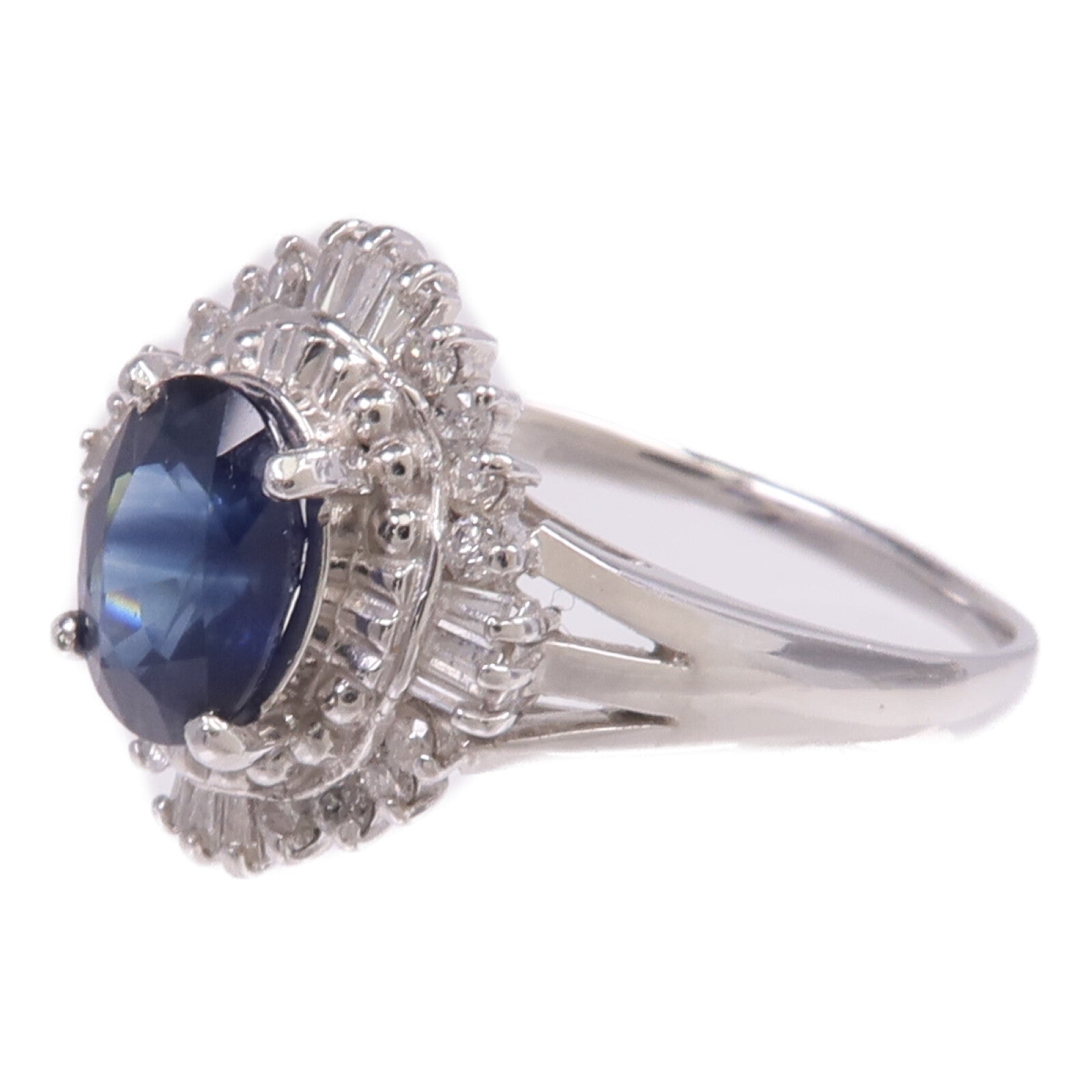 JEWELRY PT900鉑金Sapphire Diamond Ring藍寶石/鑽石戒指US#8