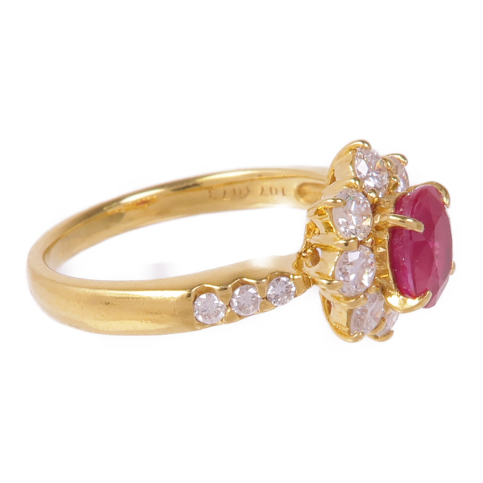 JEWELRY 18K黃金Ruby Diamond Ring紅寶石/鑽石戒指US#6.25
