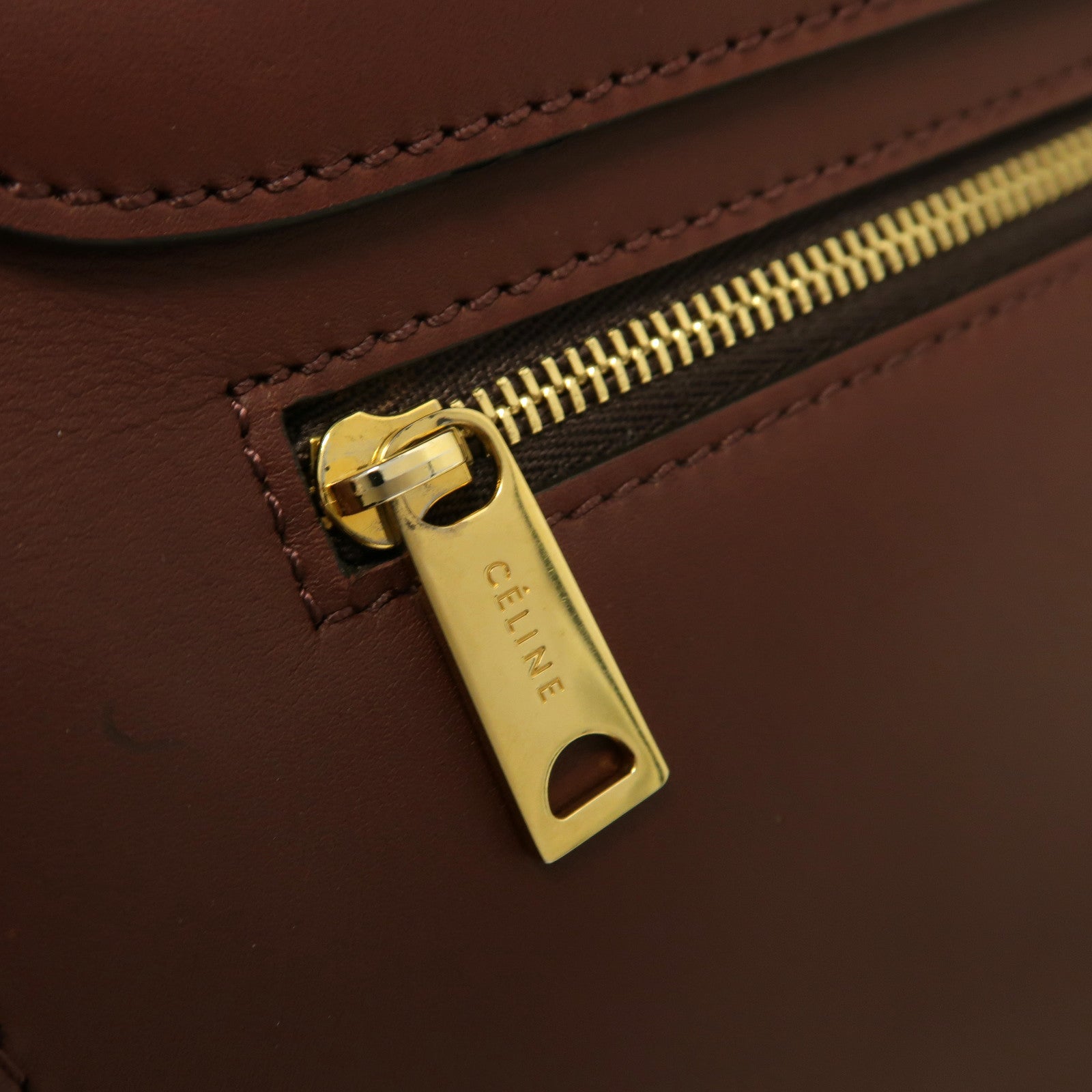 CELINE **【激減優惠】牛皮皮革Trapeze金扣手挽肩背兩用袋紅棕色