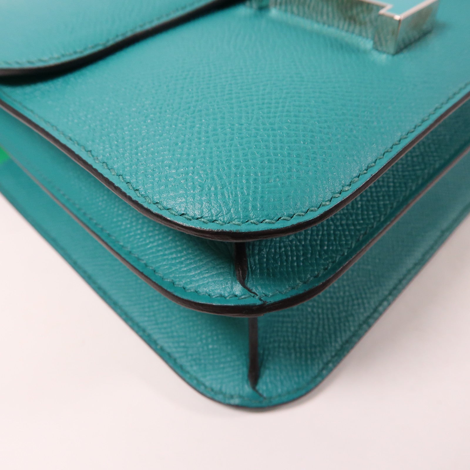 HERMES Epsom皮革Constance 24銀扣肩背袋綠色