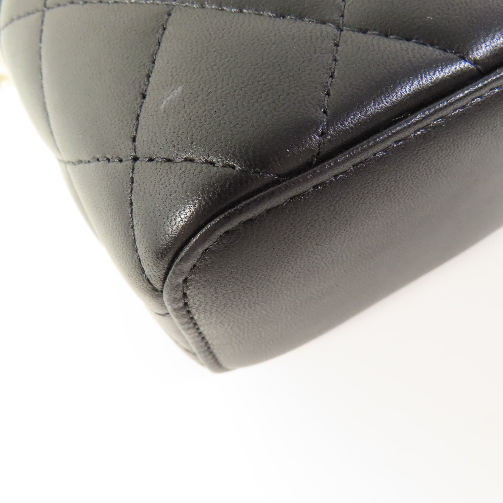 CHANEL CC GHW Mini Vanity Case Shoulder Bag Lambskin Leather Black