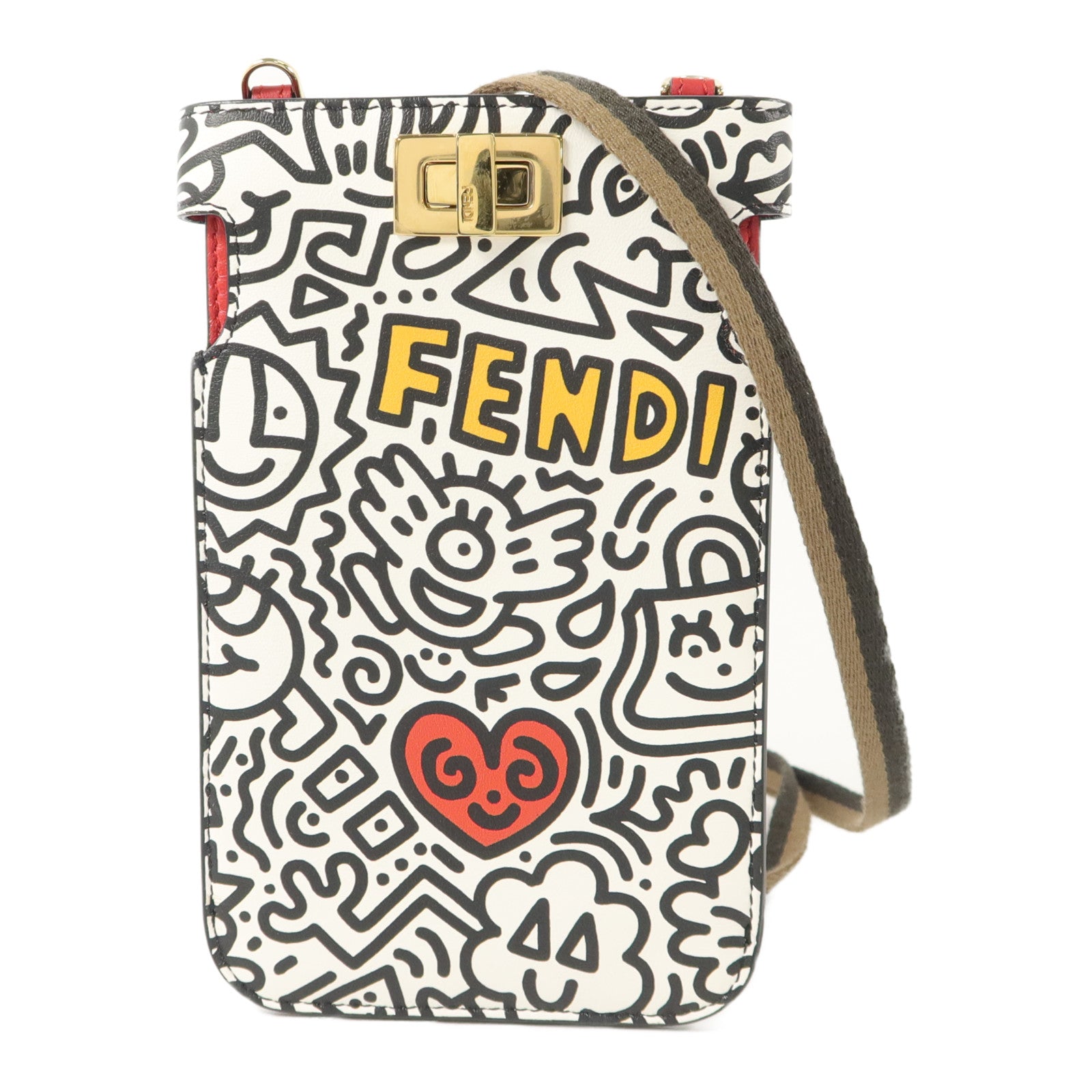 FENDI 牛皮皮革Peekaboo Phone Pouch電話肩背袋