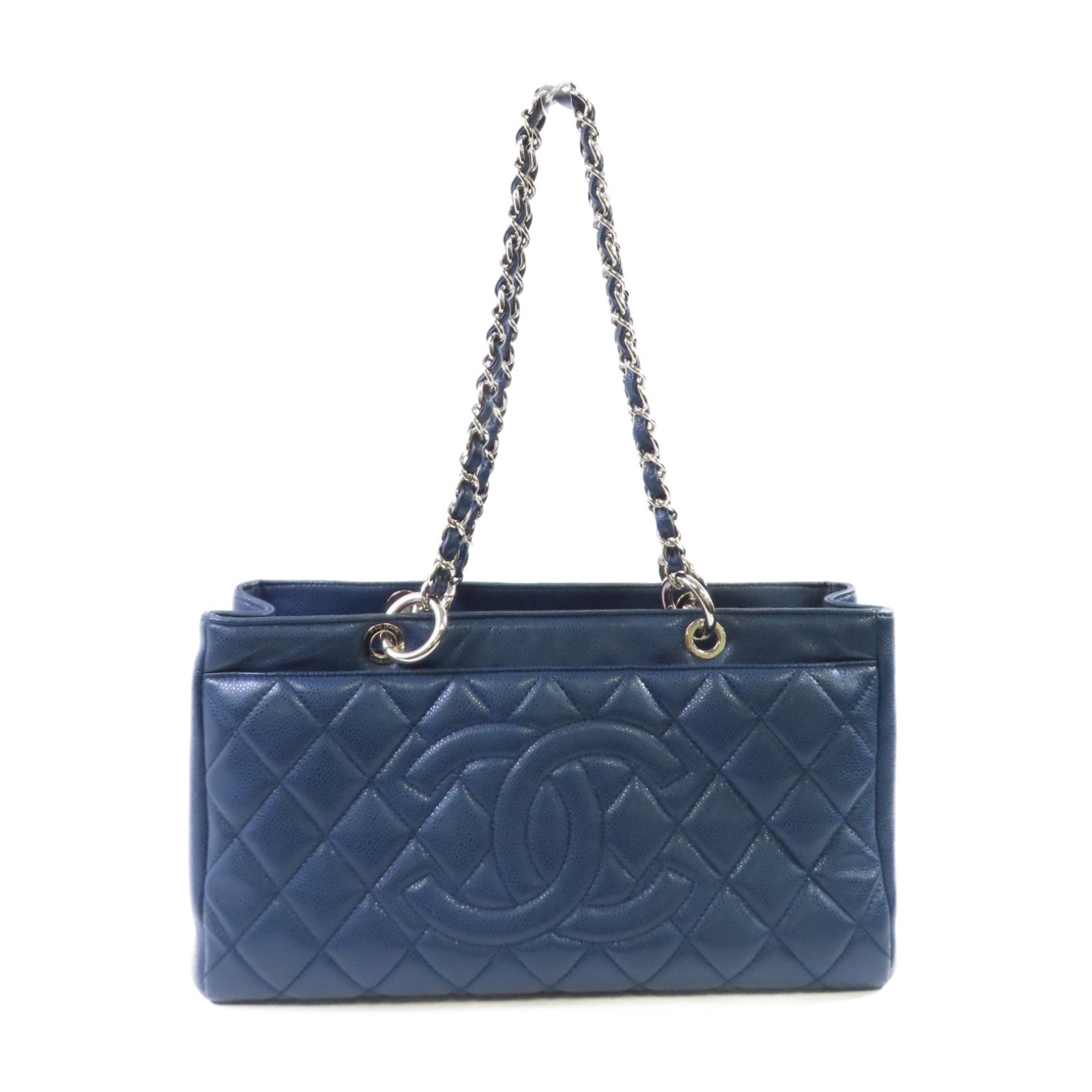 CHANEL 【激減優惠】菱格牛皮皮革Chain Shoulder Bag銀扣鏈帶肩背袋寶藍色
