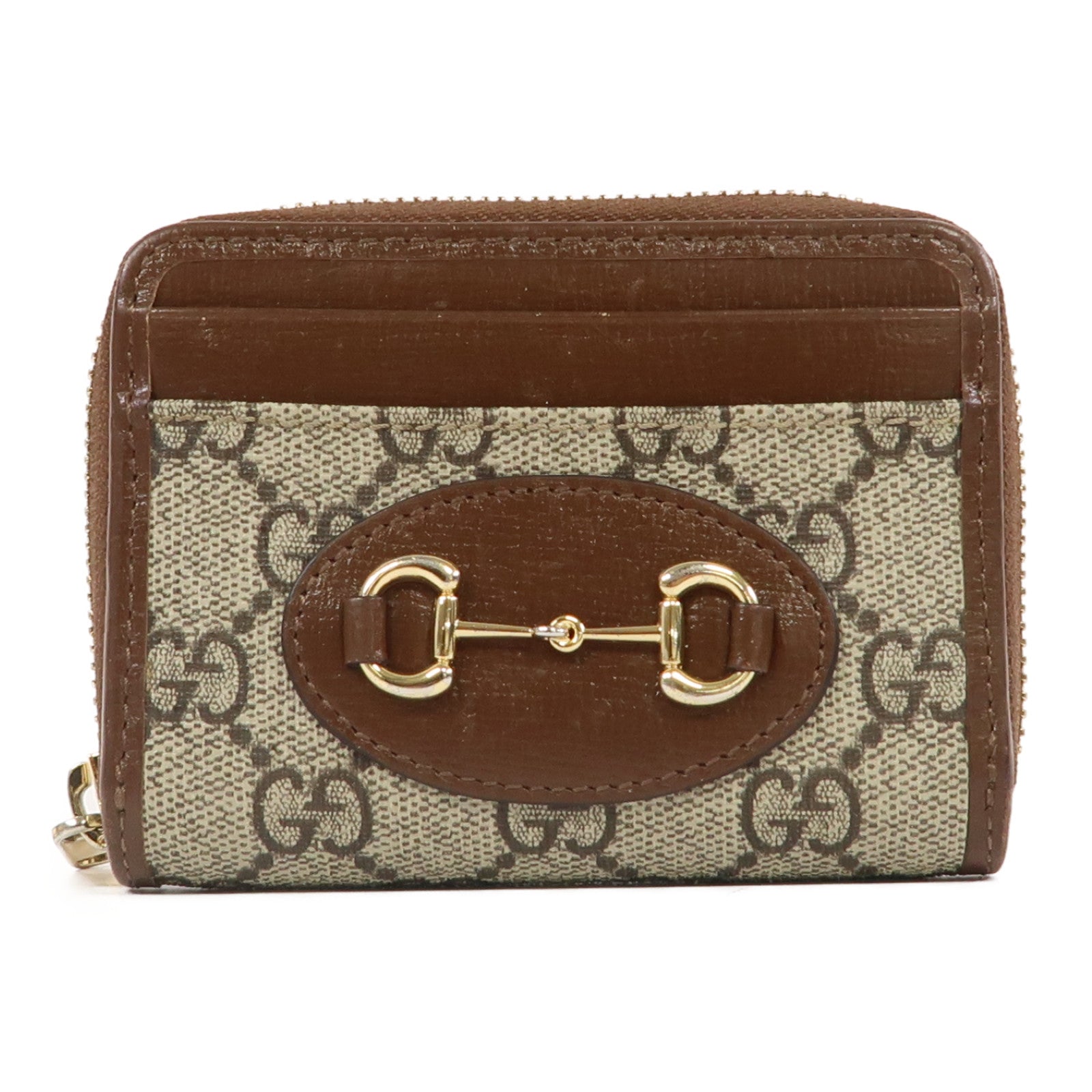 GUCCI 【激減優惠】塗層帆布Horsebit 1955 Card Case金扣卡片套啡色