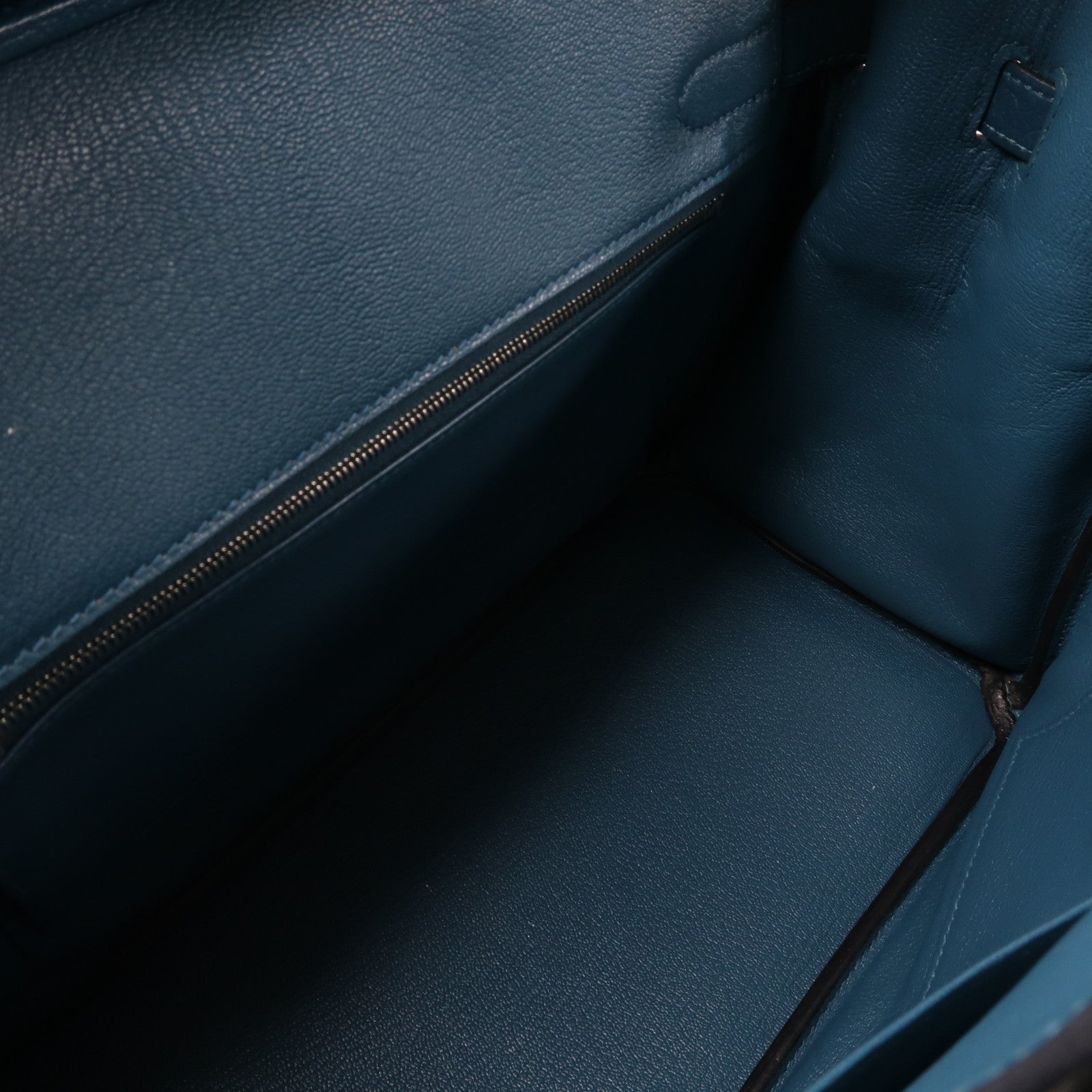 HERMES Clemence皮革Birkin 30銀扣手挽袋鴨子藍色