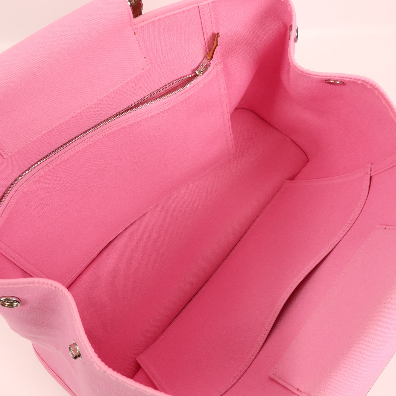 HERMES 帆布Cabag銀扣手挽肩背兩用袋