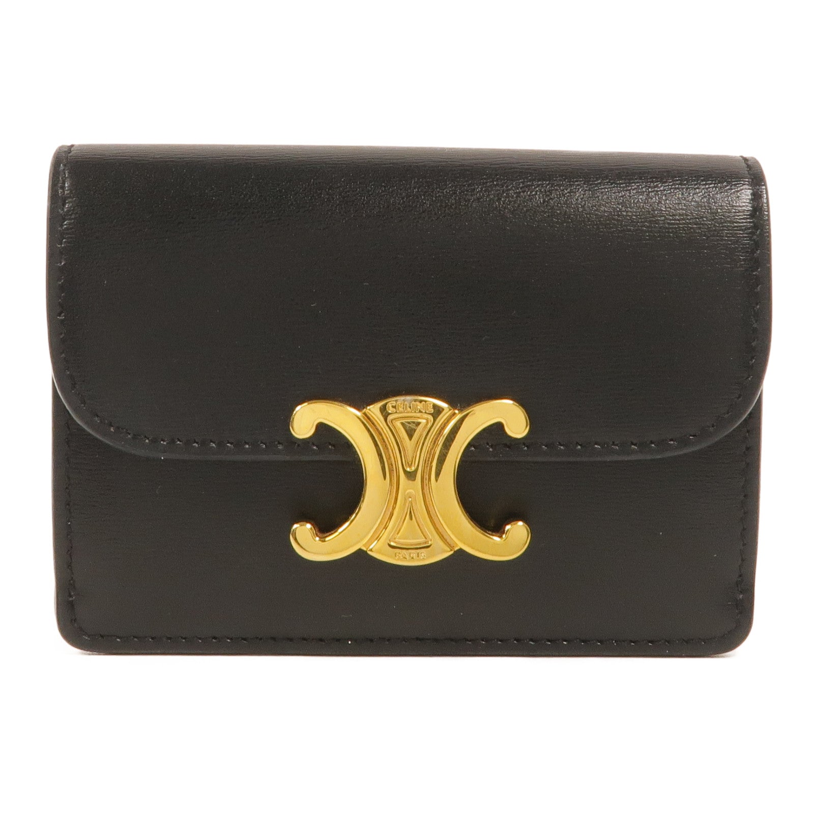 CELINE 牛皮皮革Card Holder With Flap Triomphe卡片套