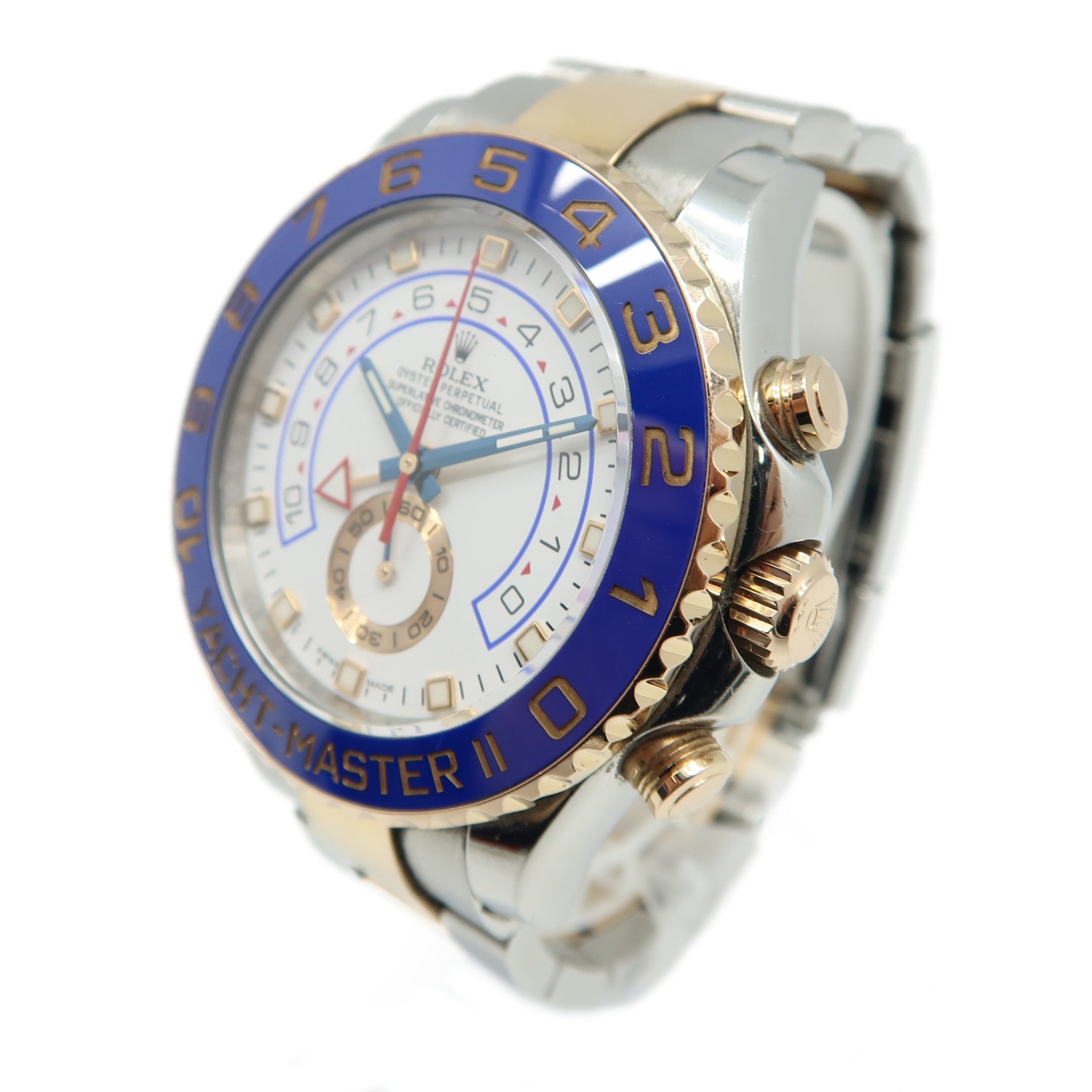 ROLEX 【激減優惠】18K玫瑰金Yacht Master II 44mm不鏽鋼手錶自動機芯白色/藍色