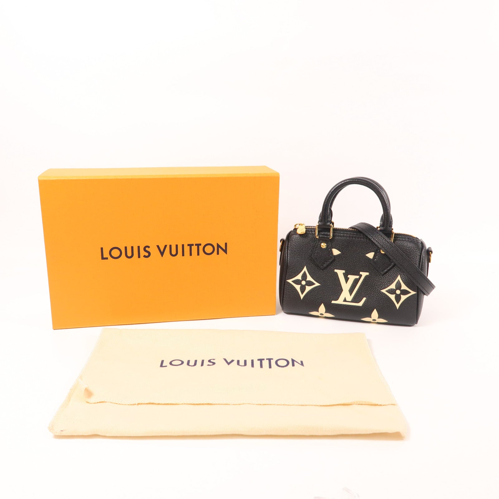 LOUIS VUITTON Monogram Empreinte Nano Speedy金扣手挽肩背兩用袋
