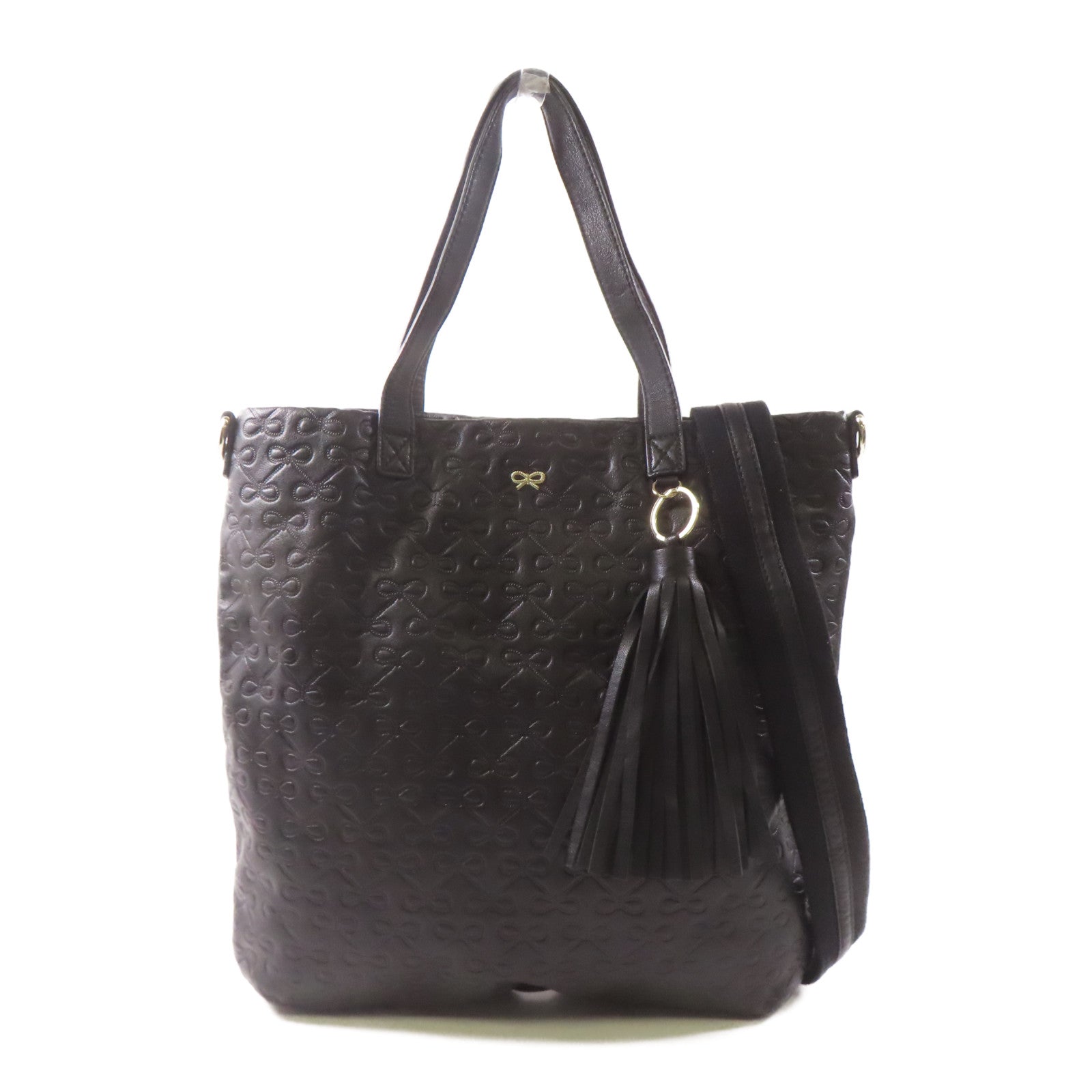 ANYA HINDMARCH 牛皮皮革Hand Bag手挽肩背兩用袋黑色