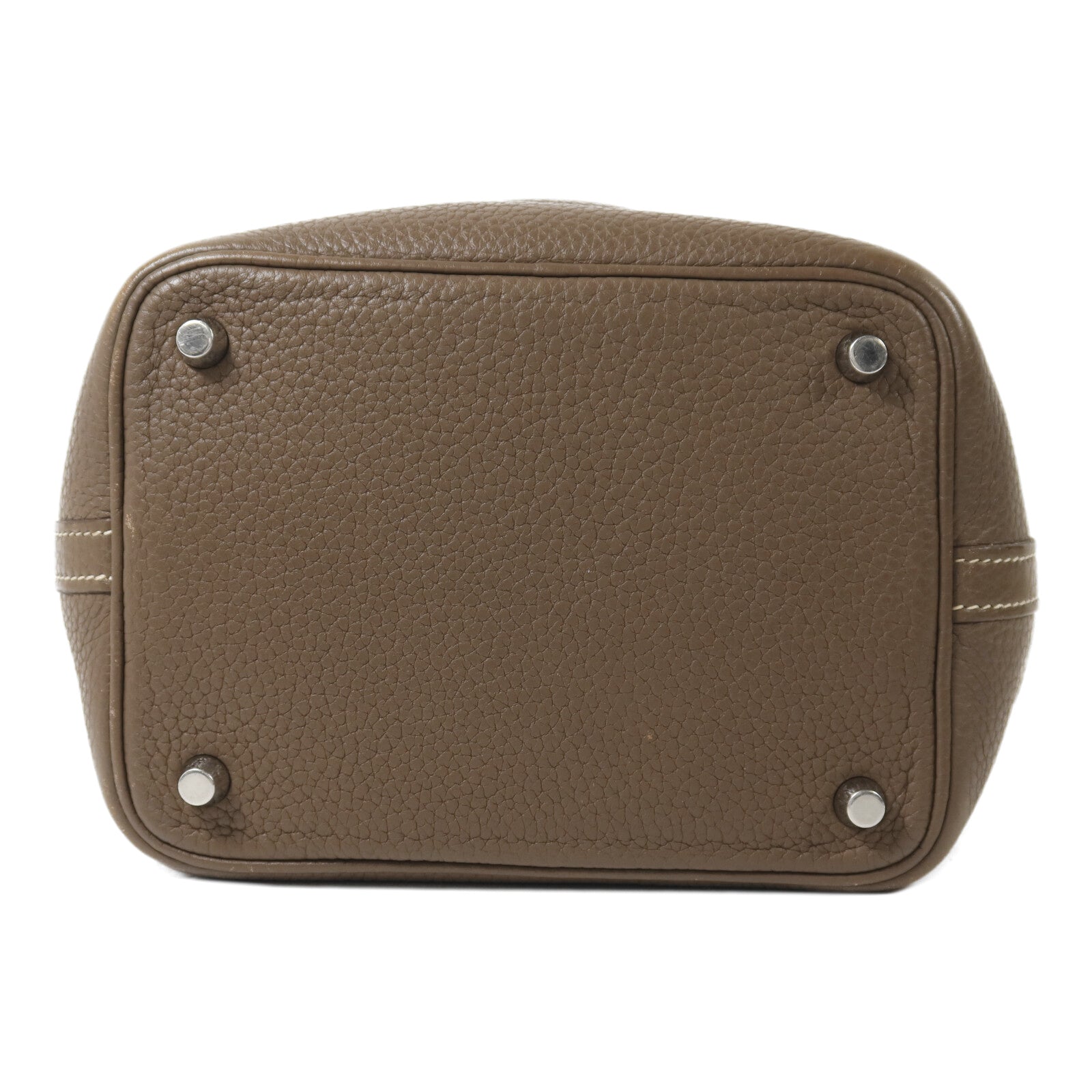 HERMES Clemence皮革Picotin PM手挽袋Etoupe