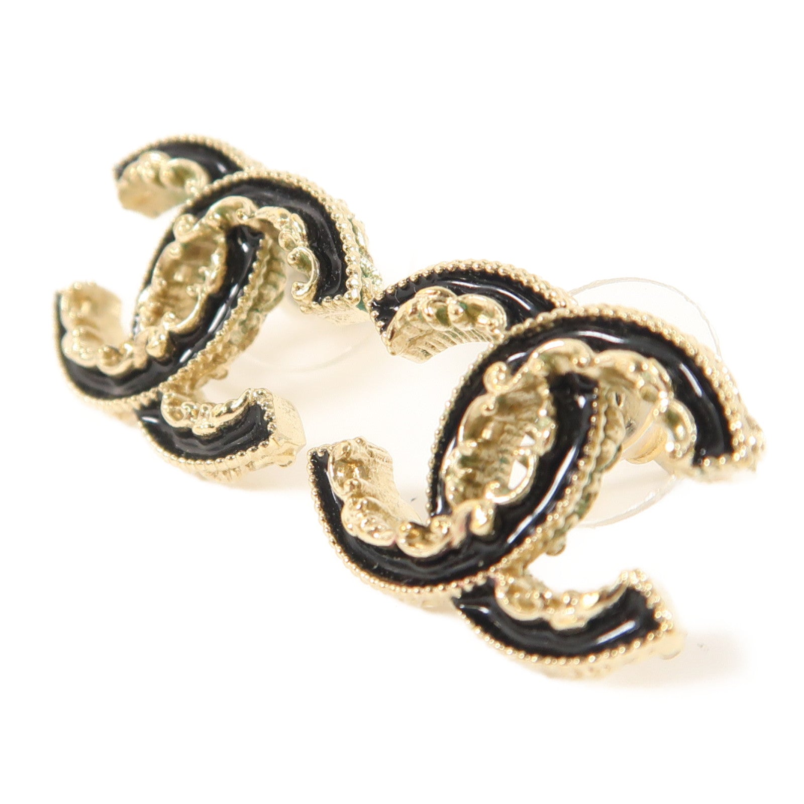 CHANEL 金屬Earrings耳環黑色/金色