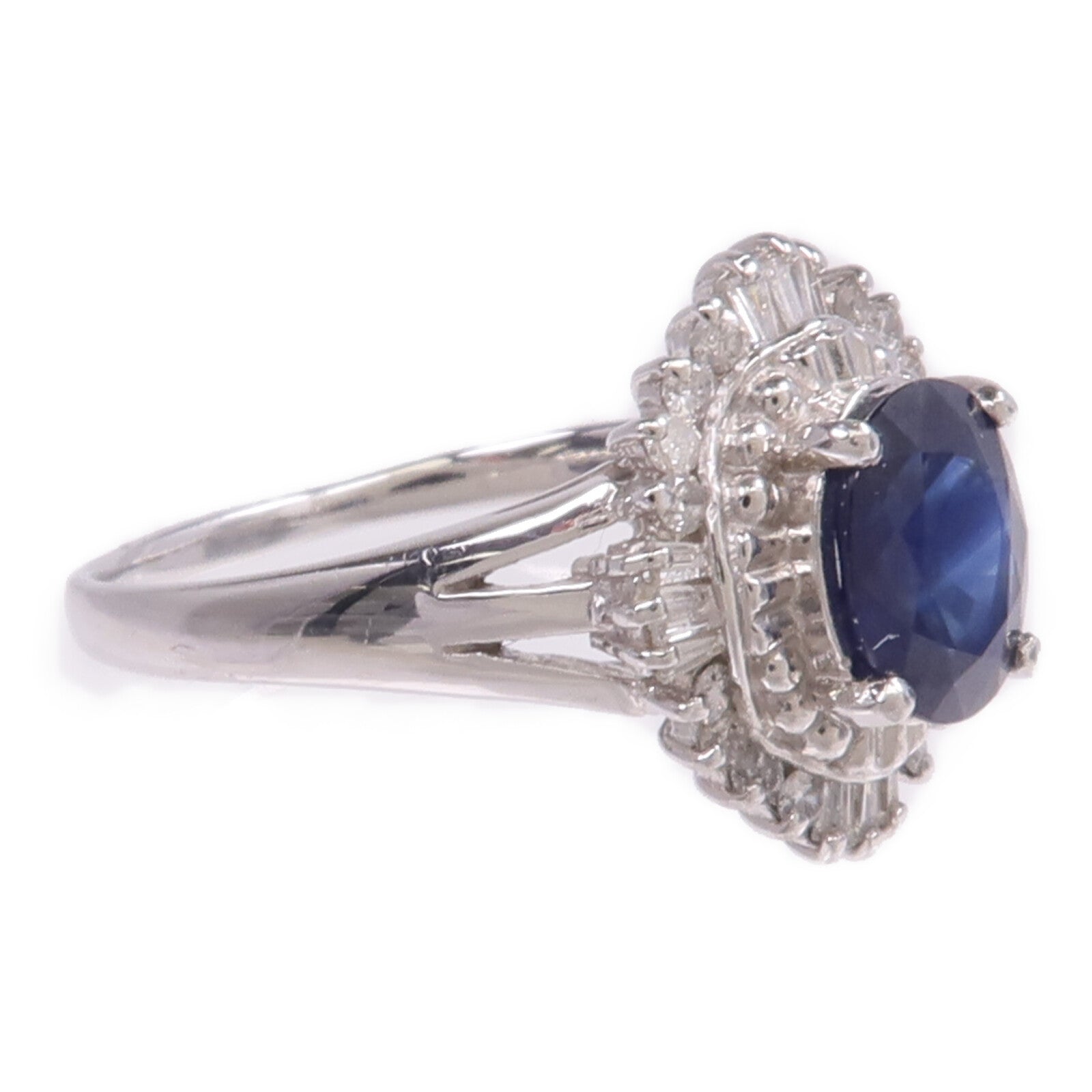 JEWELRY PT900鉑金Sapphire Diamond Ring藍寶石/鑽石戒指US#8