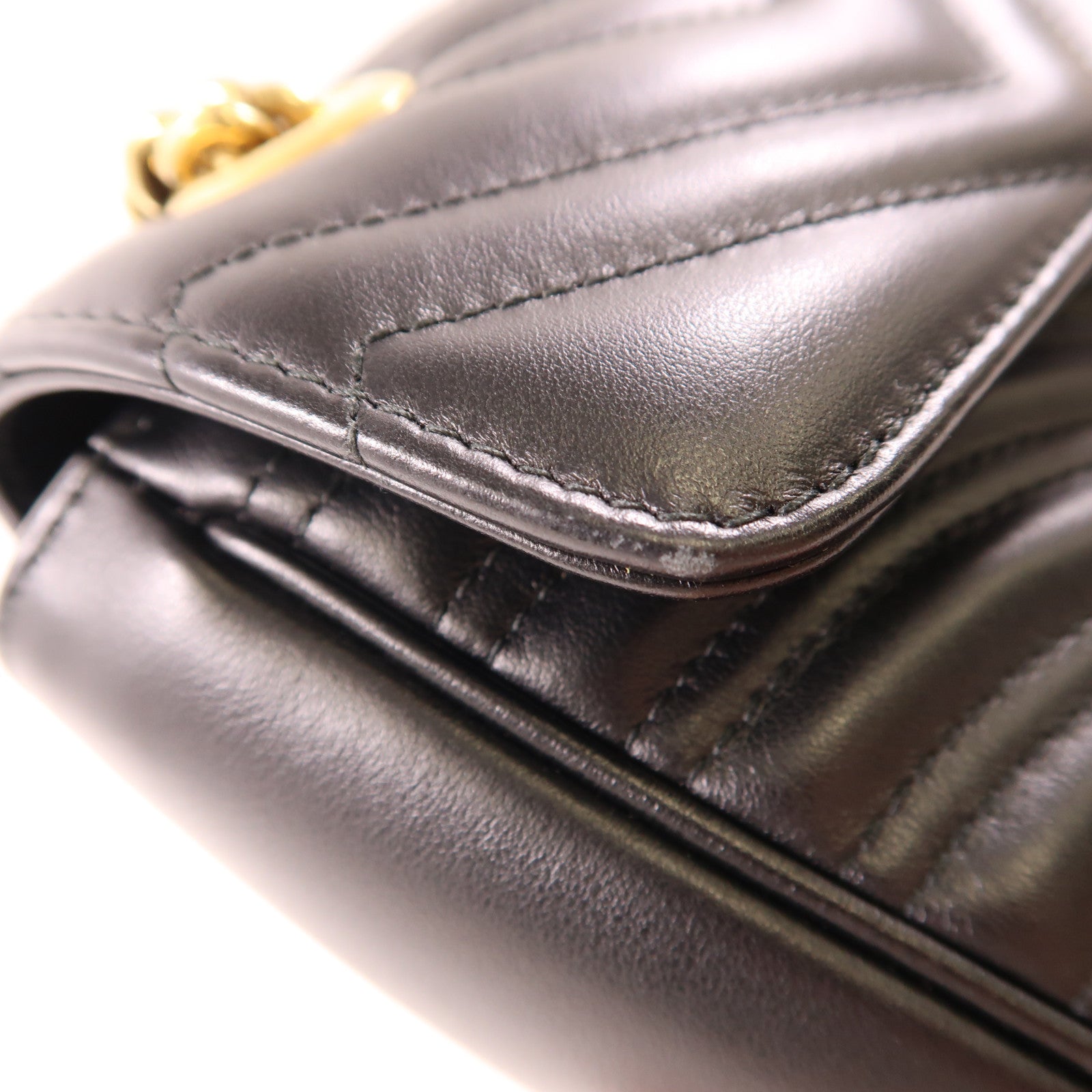 GUCCI 牛皮皮革GG Marmont Small Shoulder Bag金扣鏈帶肩背袋