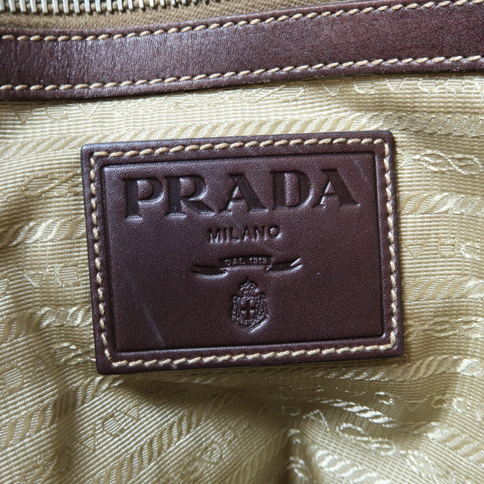 PRADA 帆布Shoulder Bag銀扣手挽肩背兩用袋啡色